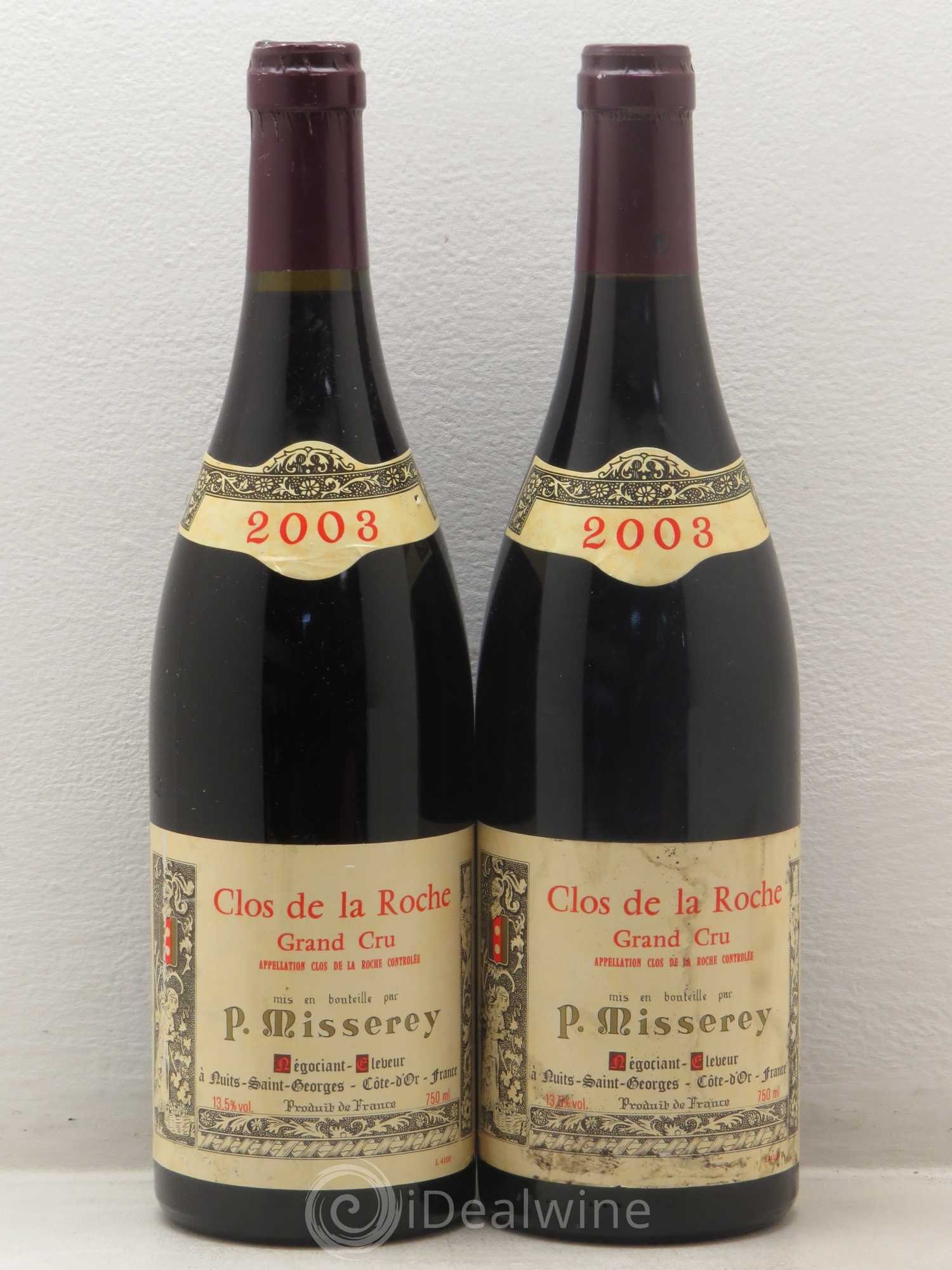Clos de la Roche Grand Cru Misserey 2003 - Lot de 2 bouteilles - 0