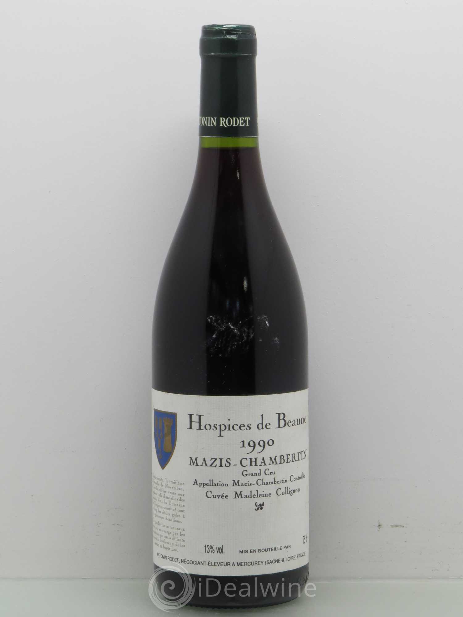 Mazis-Chambertin Grand Cru Cuvée Madeleine Collignon Hospices de Beaune Antonin Rodet 1990 - Lot de 1 bouteille - 0