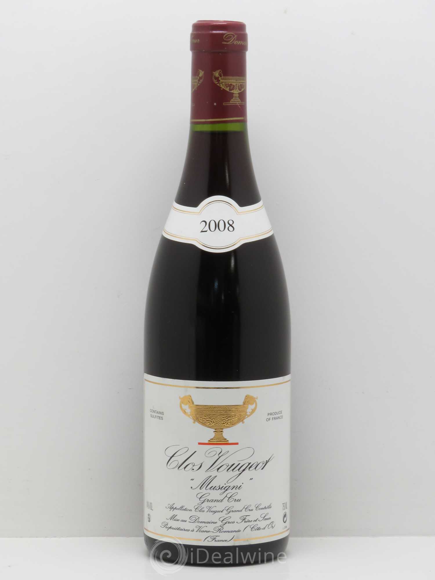 Clos de Vougeot Grand Cru Musigni Gros Frère & Soeur 2008 - Lot de 1 bouteille - 0