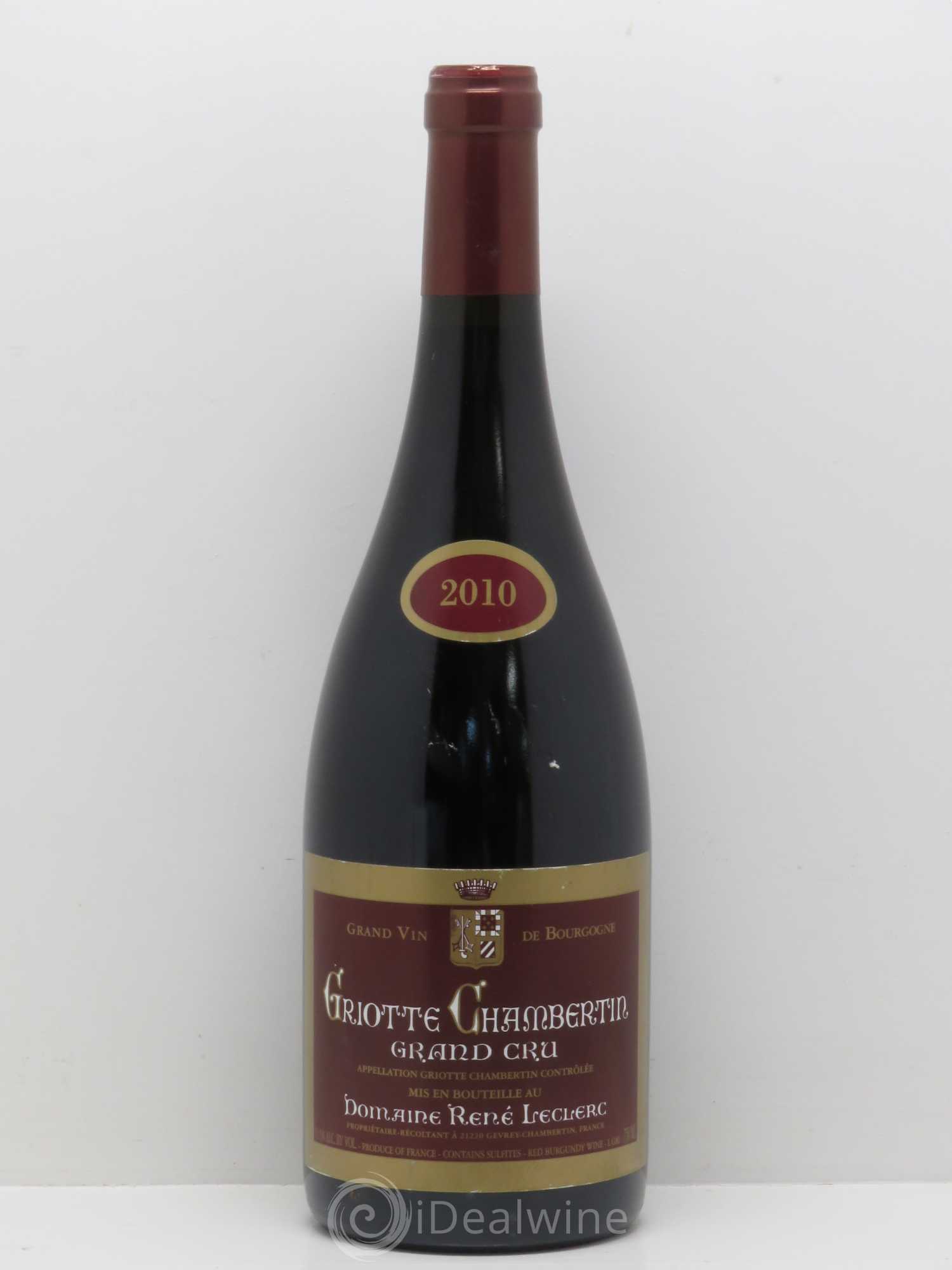 Griotte-Chambertin Grand Cru Leclerc 2010 - Lot de 1 bouteille - 0