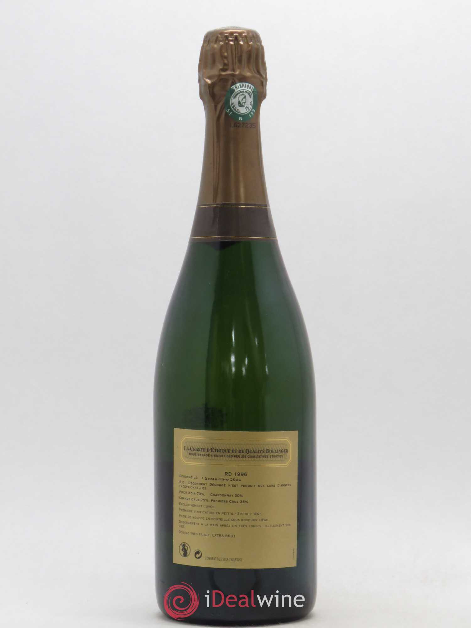R.D. Extra-Brut Bollinger 1996 - Lot de 1 bouteille - 1
