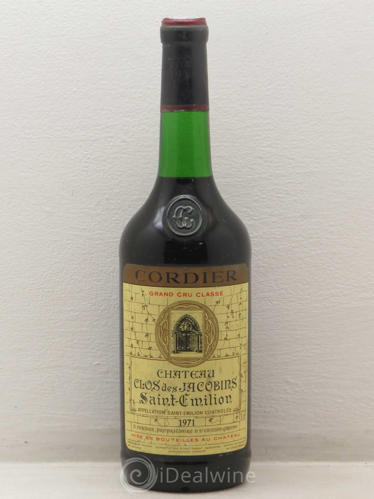 Château Clos des Jacobins Grand Cru Classé 1971 - Lot de 1 bouteille - 0