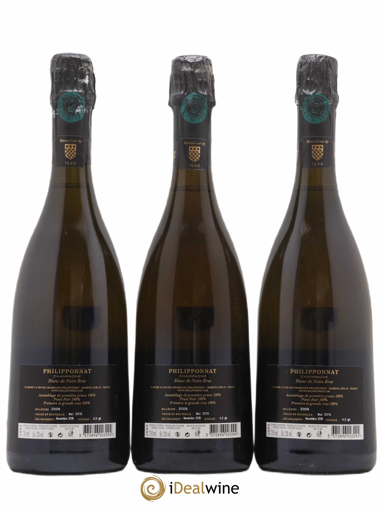 Blanc de Noirs Extra-Brut Philipponnat 2009 - Lot de 3 bouteilles - 1