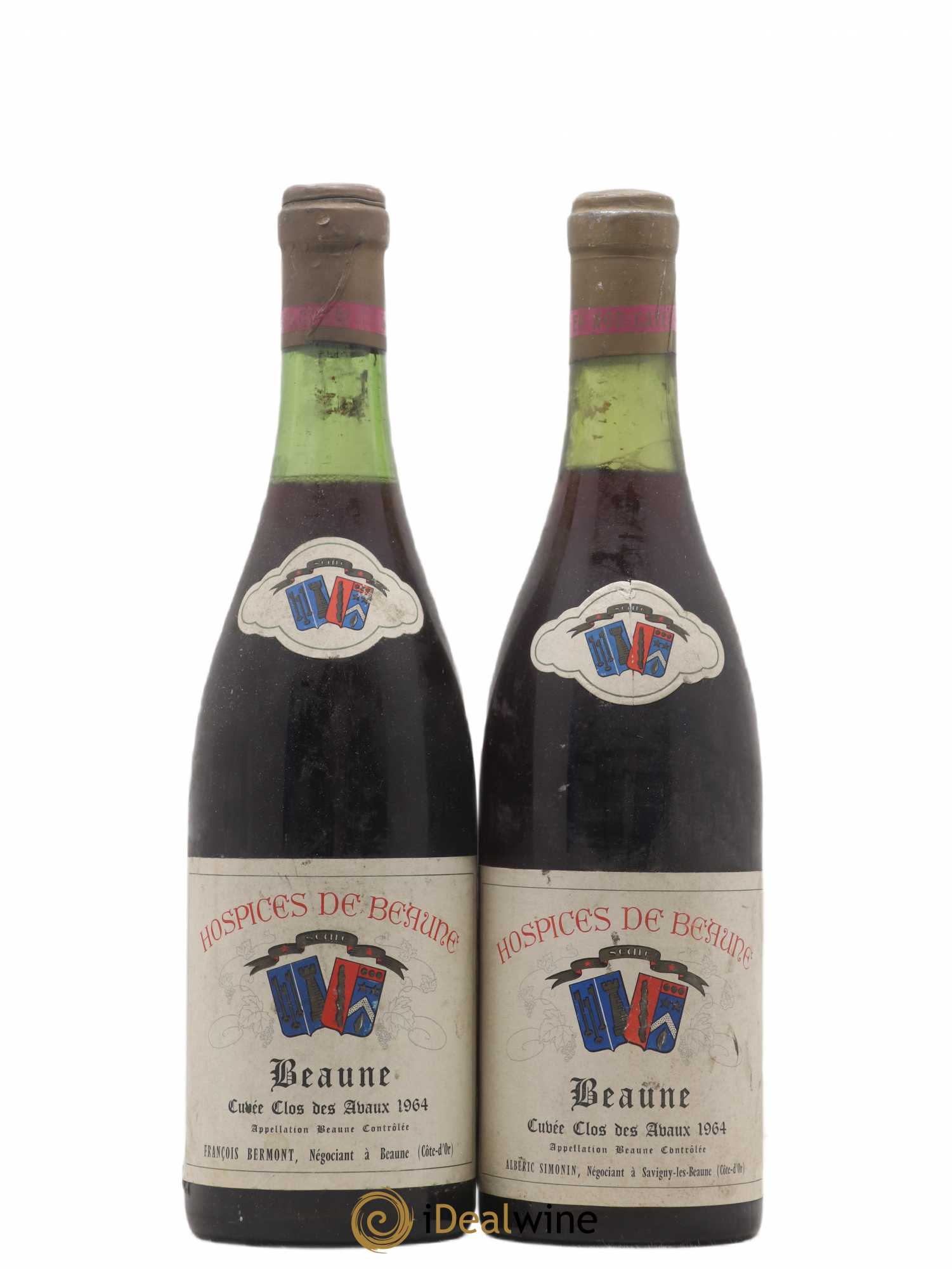 Beaune Clos des Avaux Albéric Simonin 1964 - Lot of 2 bottles - 0