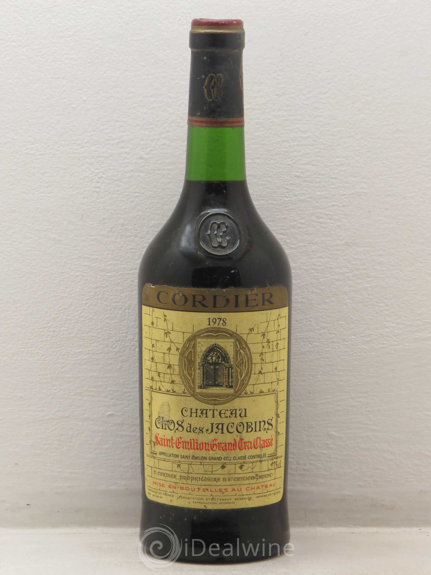 Château Clos des Jacobins Grand Cru Classé 1978 - Lot de 1 bouteille - 0