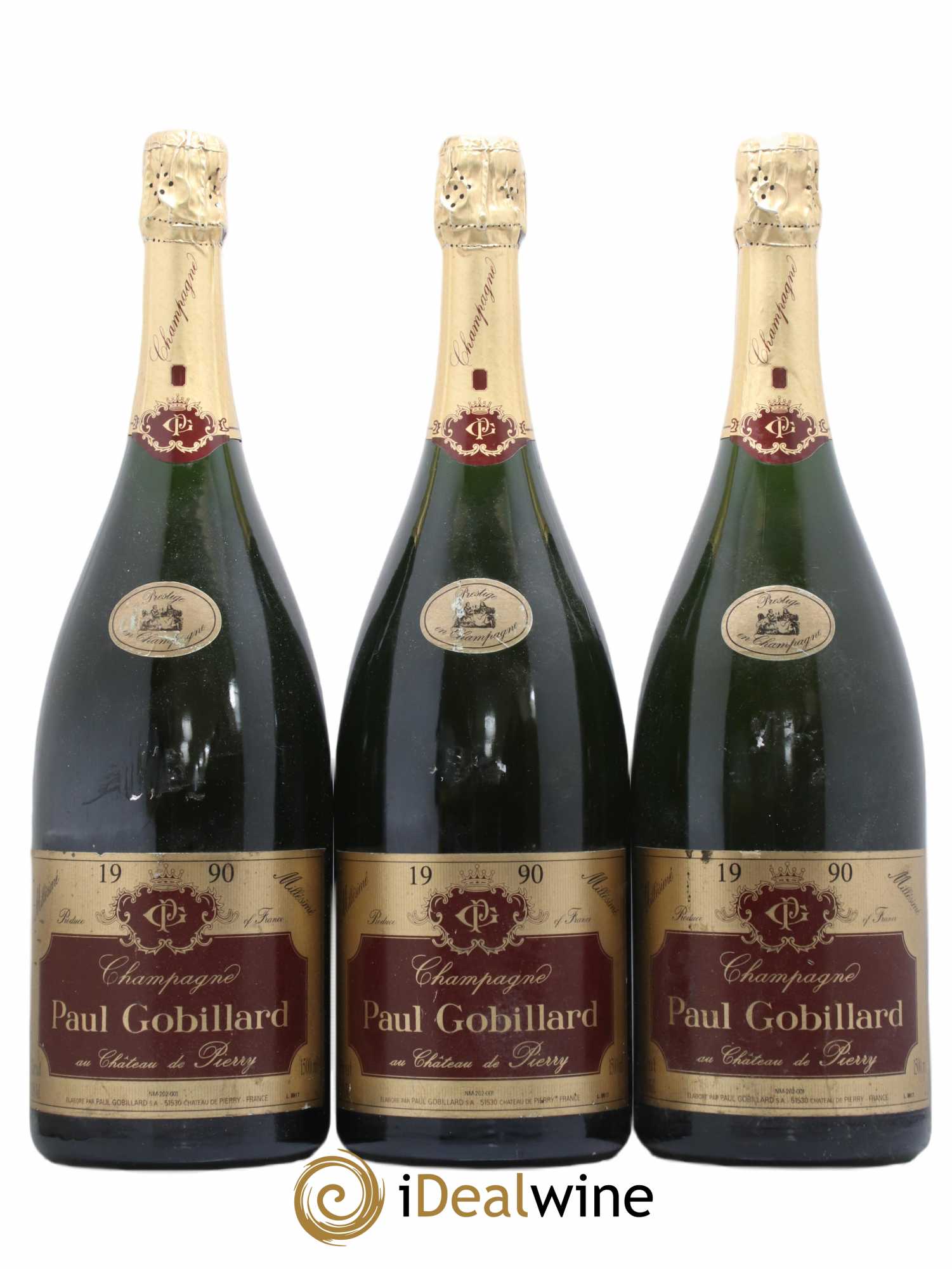 Champagne Paul Gobillard château de Pierry 1990 - Posten von 3 Magnum - 0