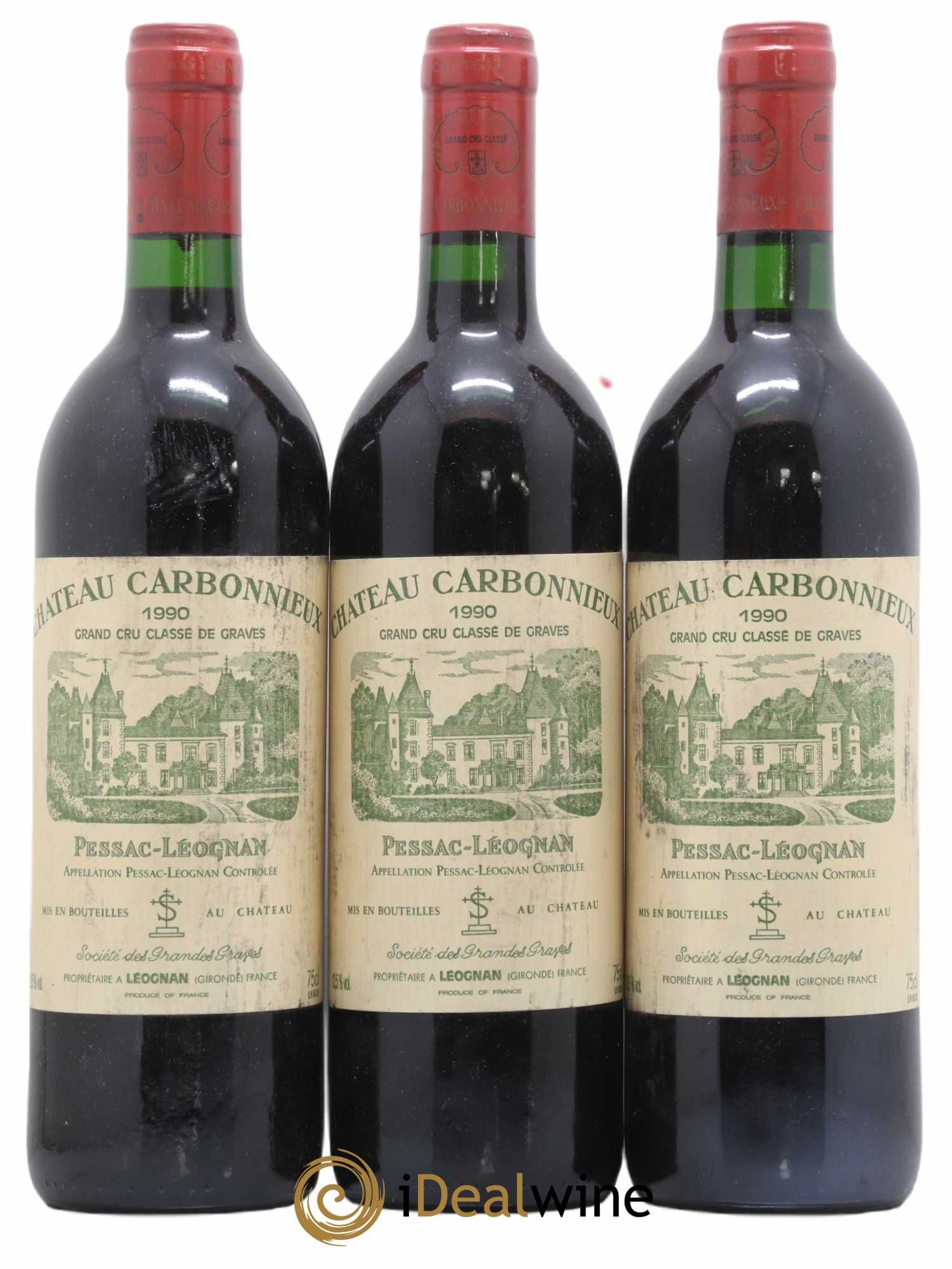 Château Carbonnieux Cru Classé de Graves 1990 - Lot de 3 bouteilles - 0