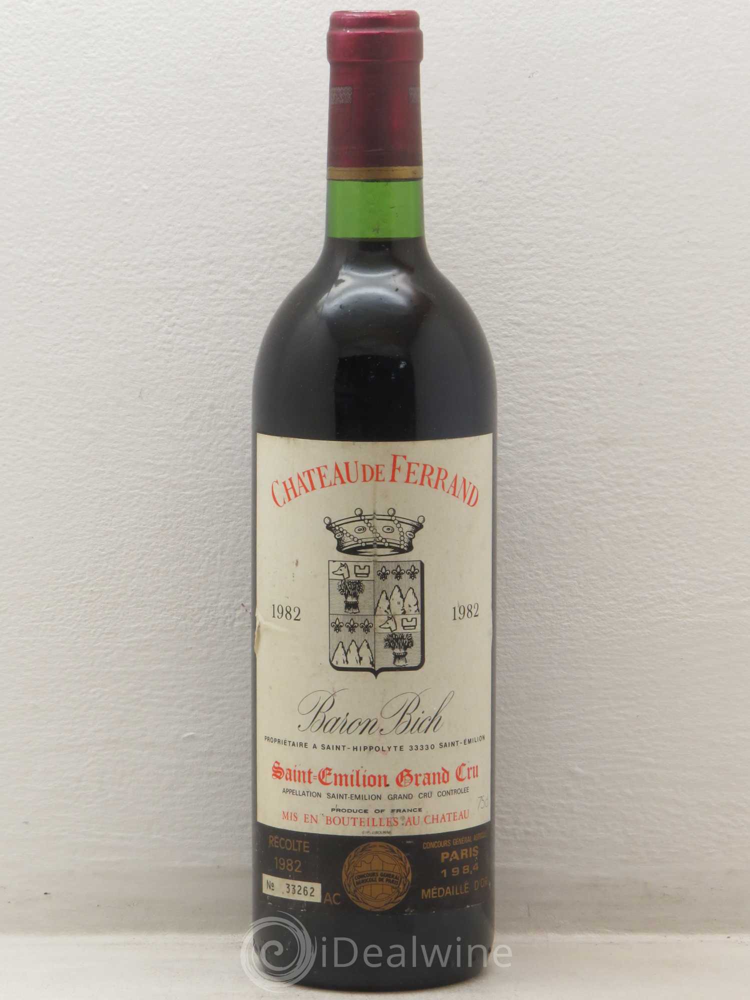 Château Ferrand Saint Emilion Grand Cru 1982 - Posten von 1 Flasche - 0