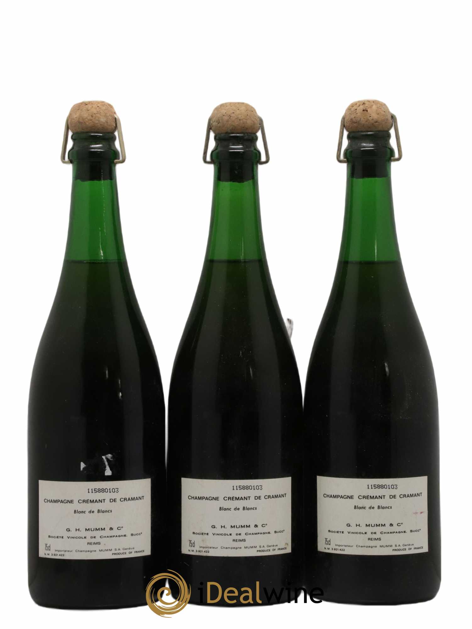 Champagne Crémant de Cramant Blanc de Blancs Mumm - Lot de 3 bouteilles - 0
