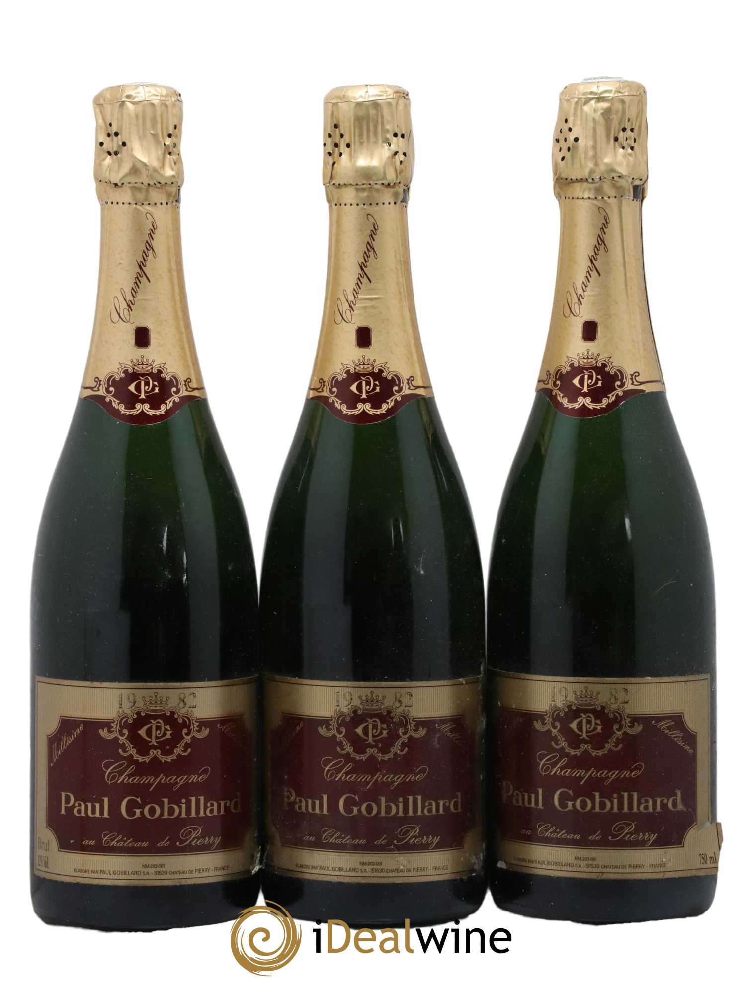 Champagne Château de Pierry Paul Gobillard Brut 1982 - Lot de 3 bouteilles - 0