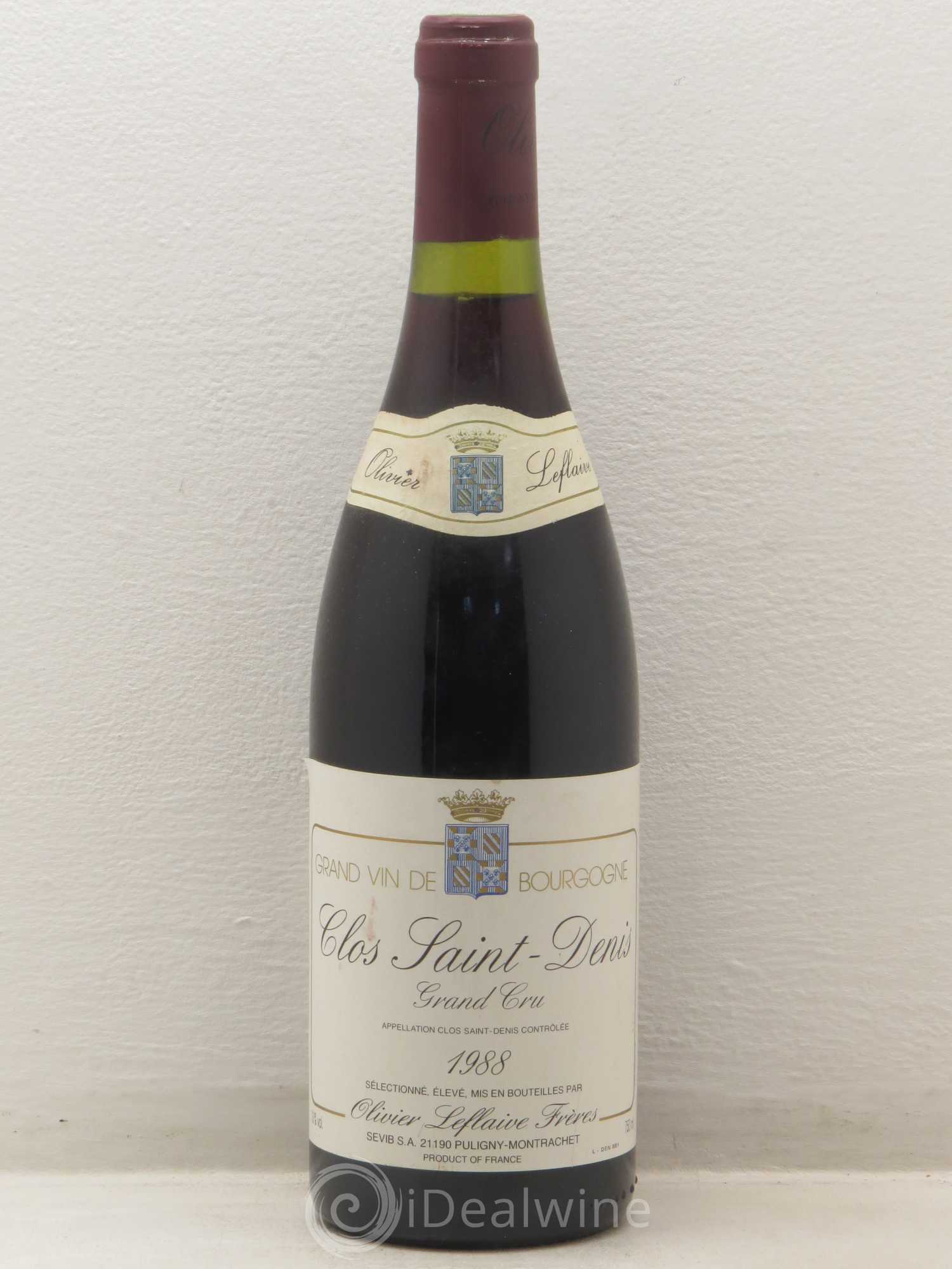 Clos Saint-Denis Grand Cru Olivier Leflaive 1988 - Lot de 1 bouteille - 0