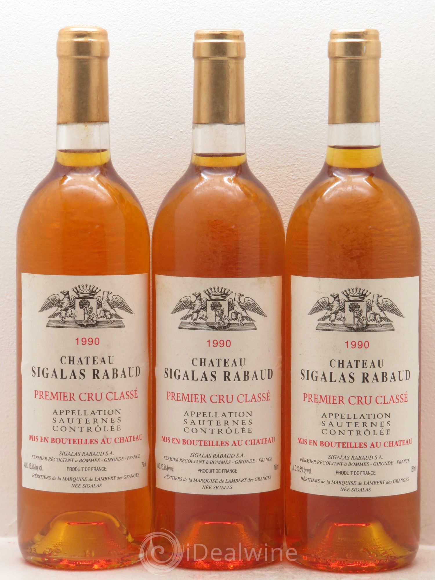 Château Sigalas Rabaud 1er Grand Cru Classé 1990 - Lotto di 3 bottiglie - 0