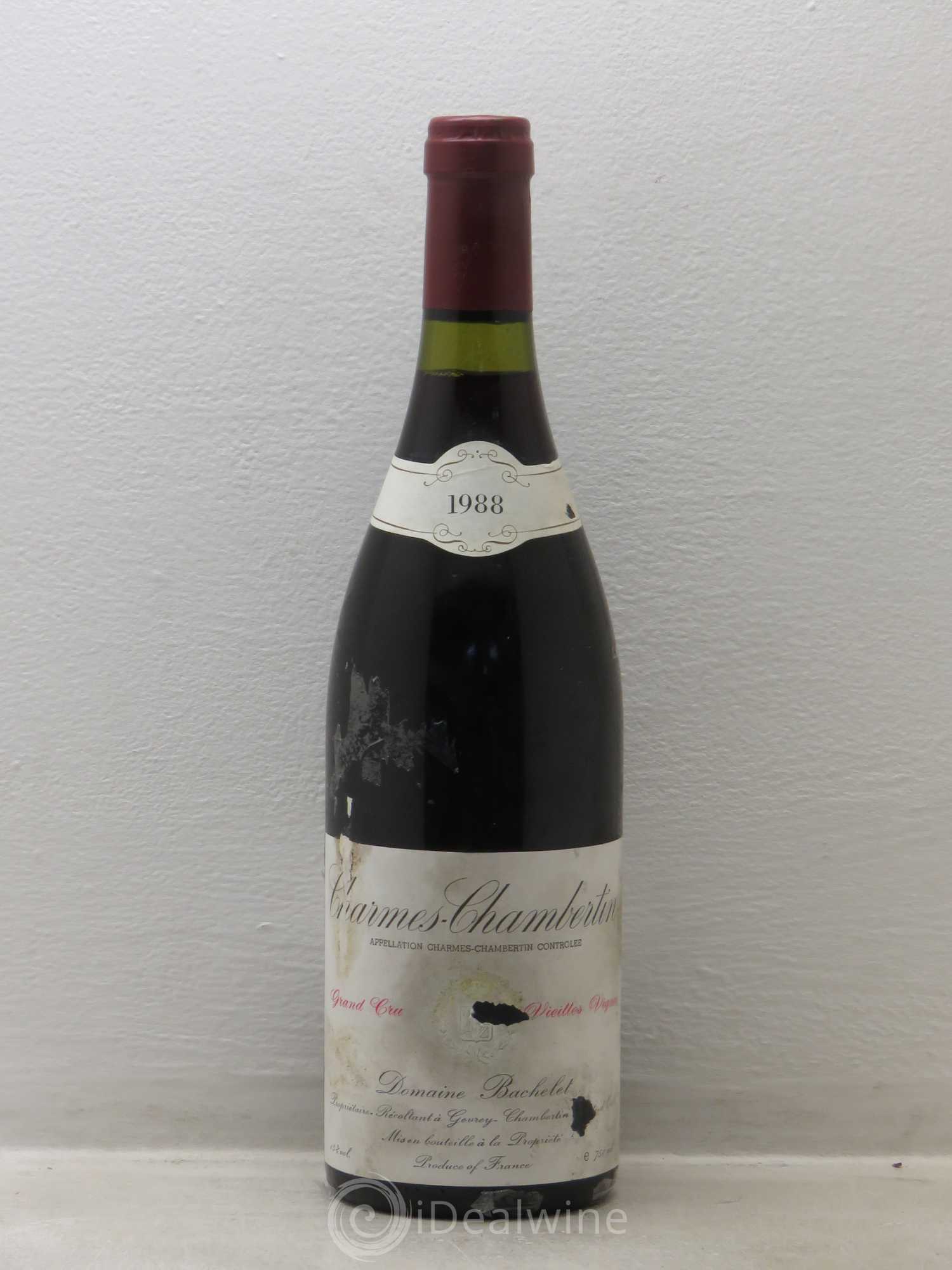 Charmes-Chambertin Grand Cru Vieilles Vignes Denis Bachelet (Domaine) Vieilles vignes 1988 - Lot de 1 bouteille - 0
