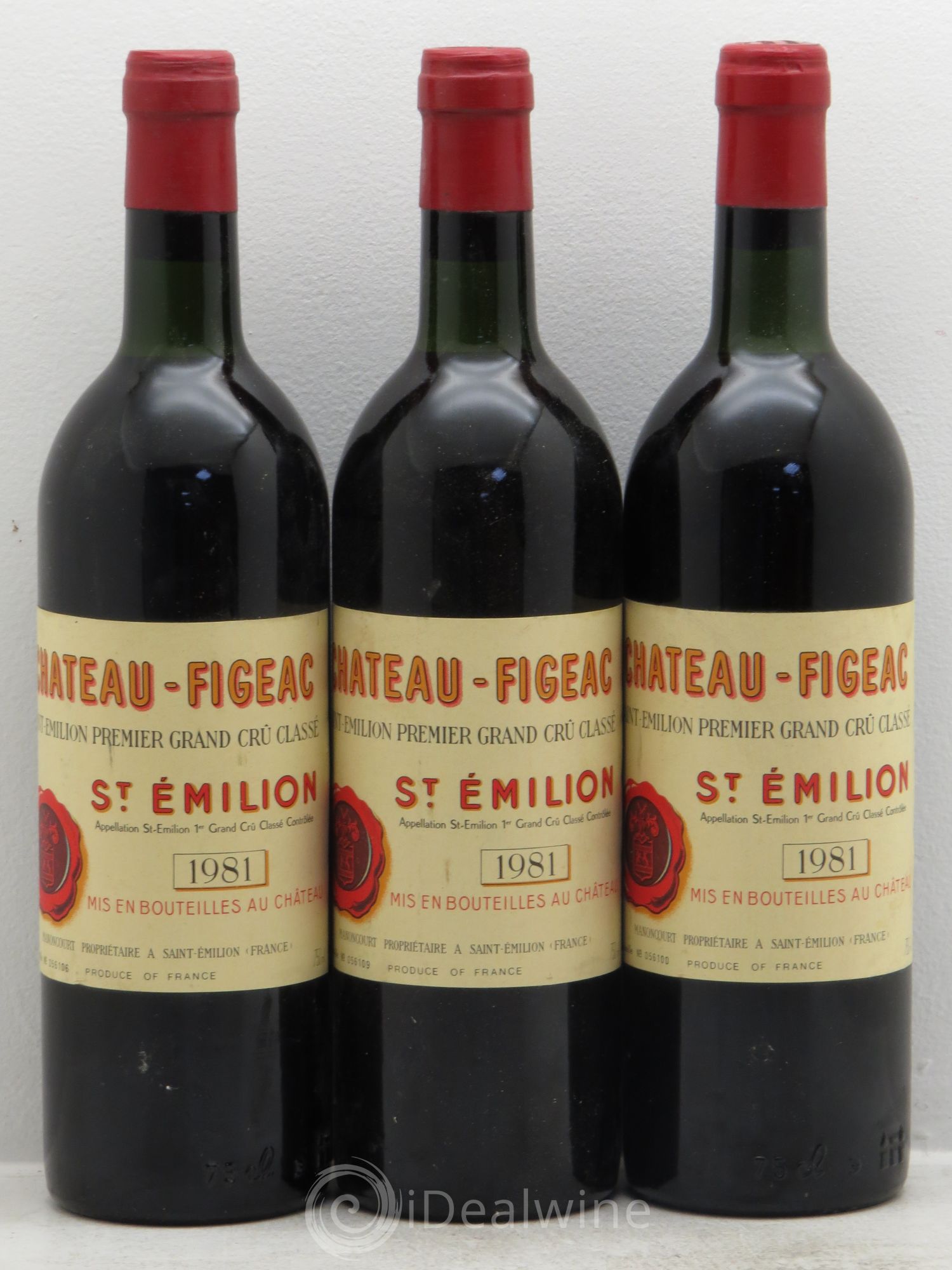 Château Figeac 1er Grand Cru Classé A 1981 - Lot de 3 bouteilles - 0