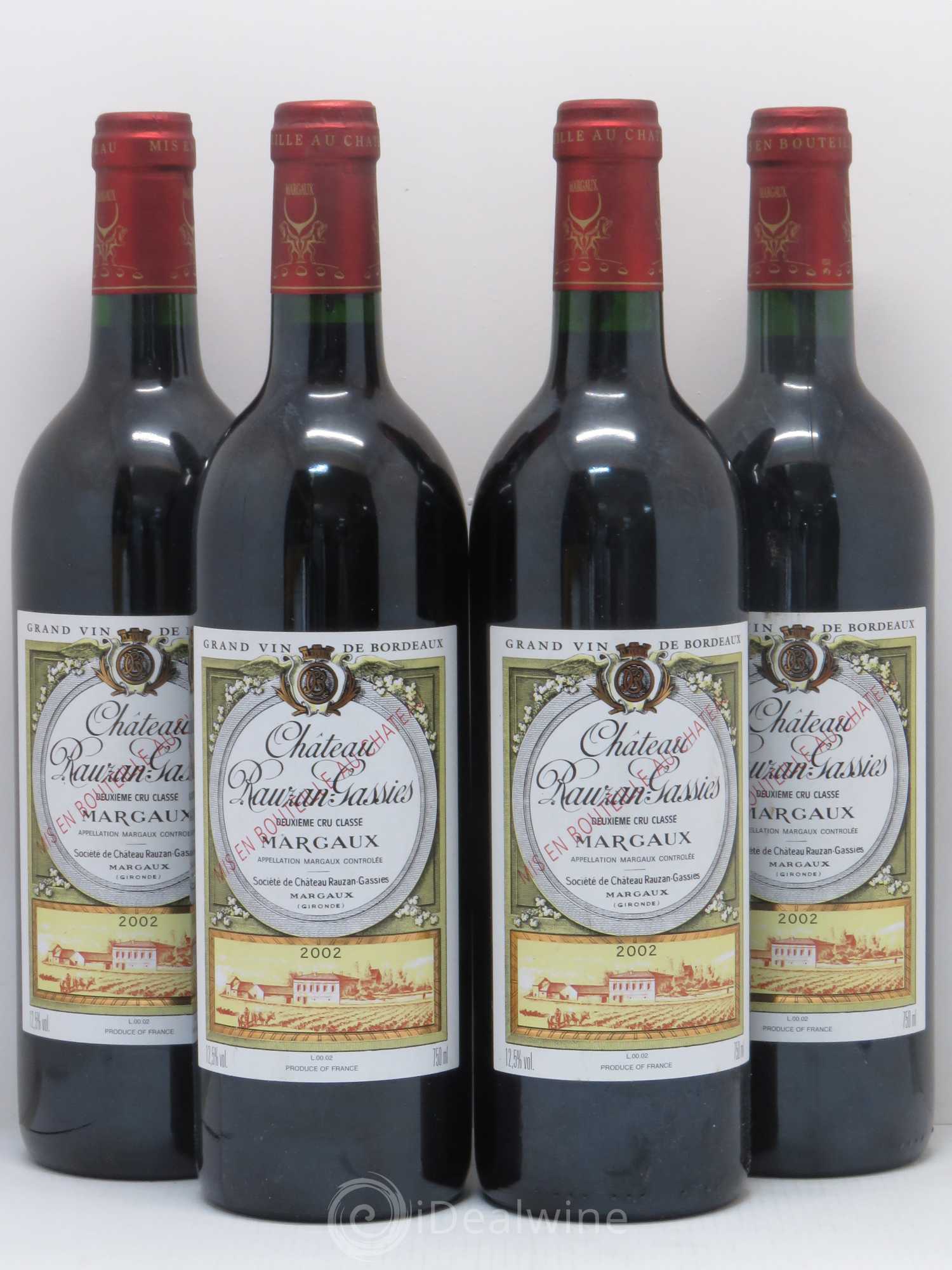 Château Rauzan-Gassies 2ème Grand Cru Classé 2002 - Lot de 4 bouteilles - 0