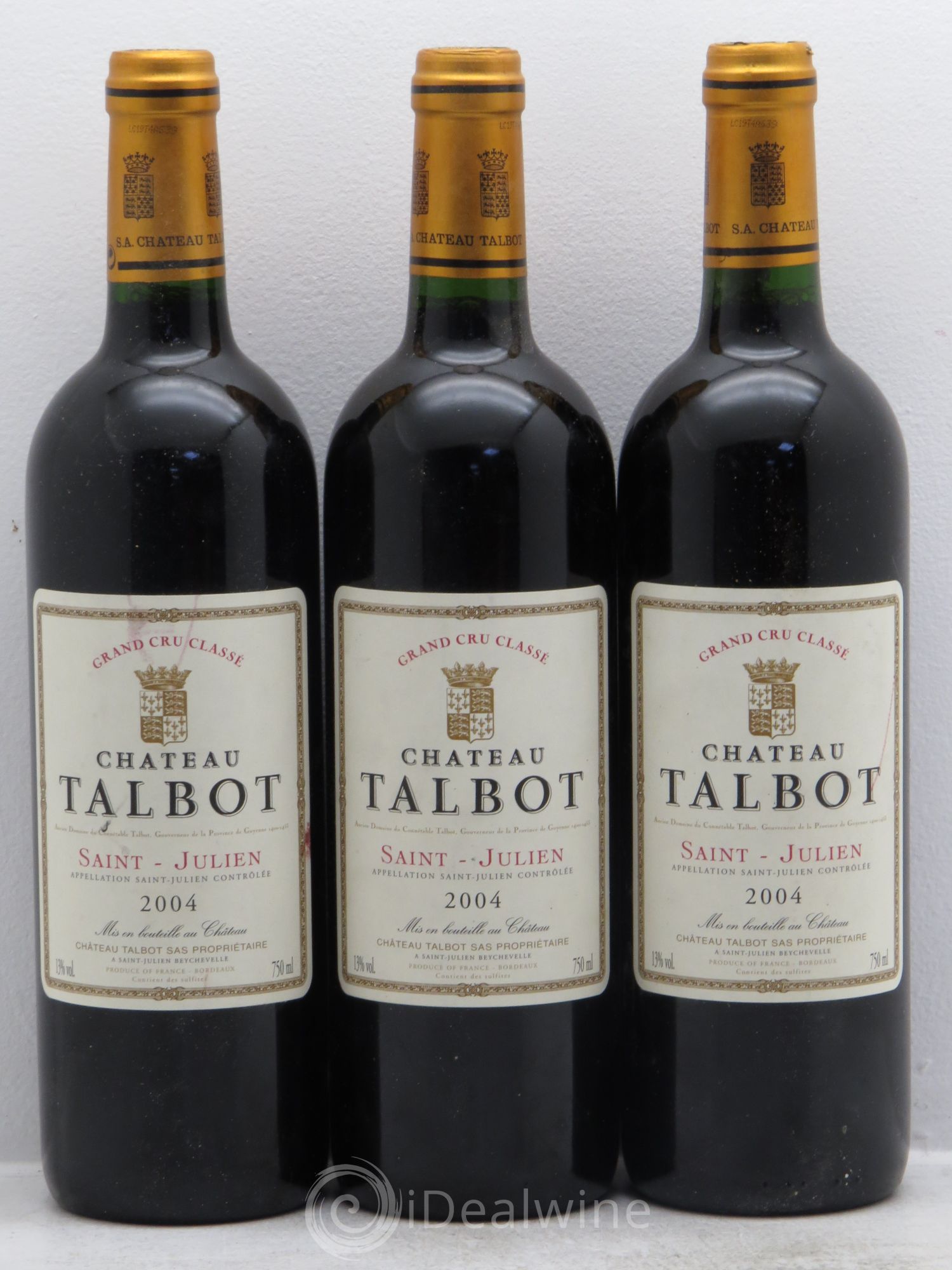 Château Talbot 4ème Grand Cru Classé 2004 - Lot de 3 bouteilles - 0