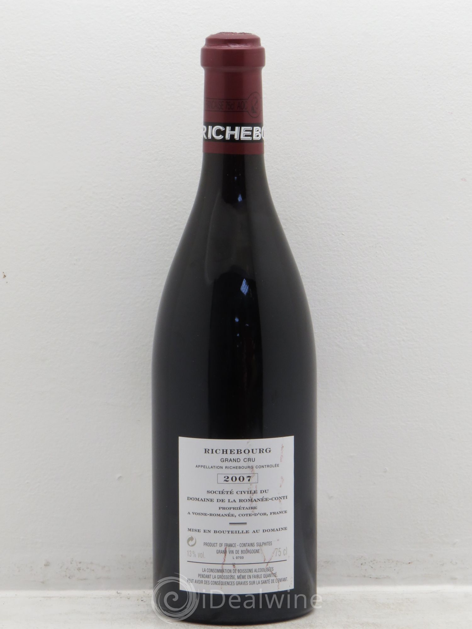 Richebourg Grand Cru Domaine de la Romanée-Conti 2007 - Lot de 1 bouteille - 1