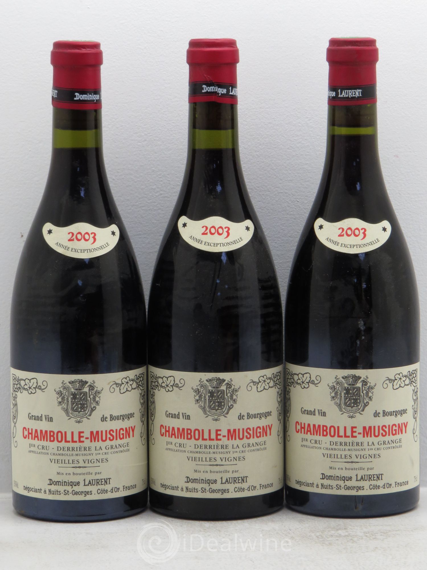 Chambolle-Musigny 1er Cru Derrière La Grange Vieilles Vignes Dominique Laurent Vieilles Vignes 2003 - Lot de 3 bouteilles - 0