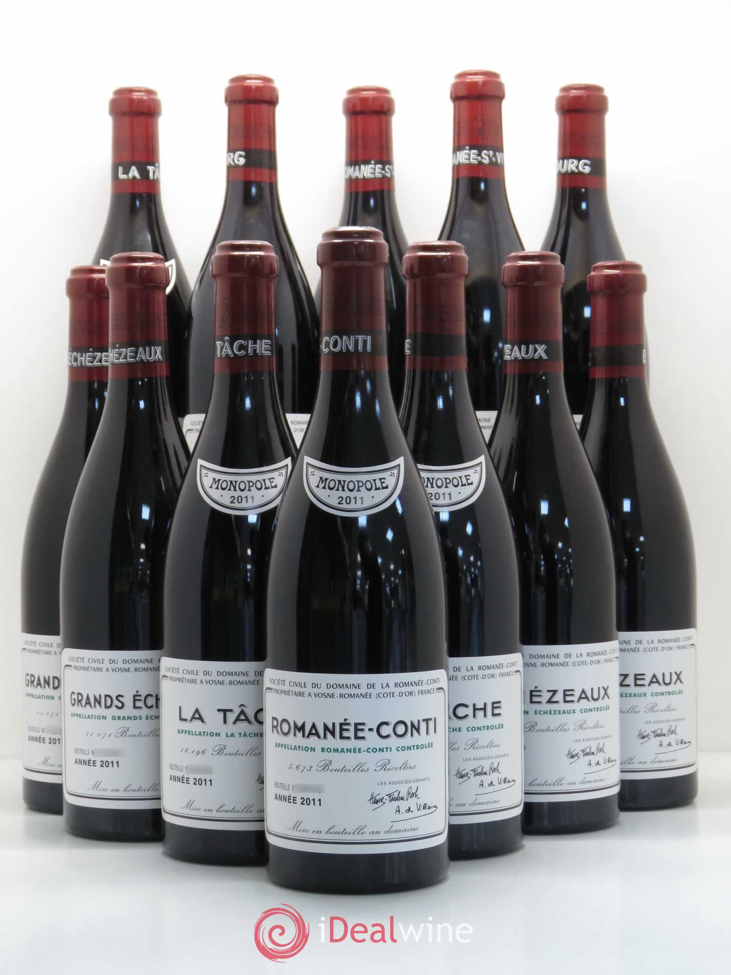 Assortiment 2011 du Domaine de la Romanée-Conti Domaine de la Romanée-Conti 1 Romanée Conti - 3 La Tache - 2 Echezeaux - 2 Grands Echezeaux - 2 Romanée Saint Vivant - 2 Richebourg 2011 - Posten von 1 Flasche - 0