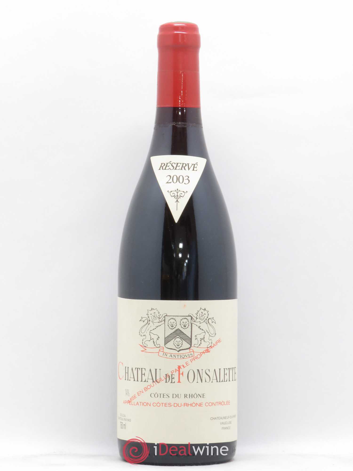 Côtes-du-Rhône Château de Fonsalette Emmanuel Reynaud 2003 - Lot de 1 bouteille - 0
