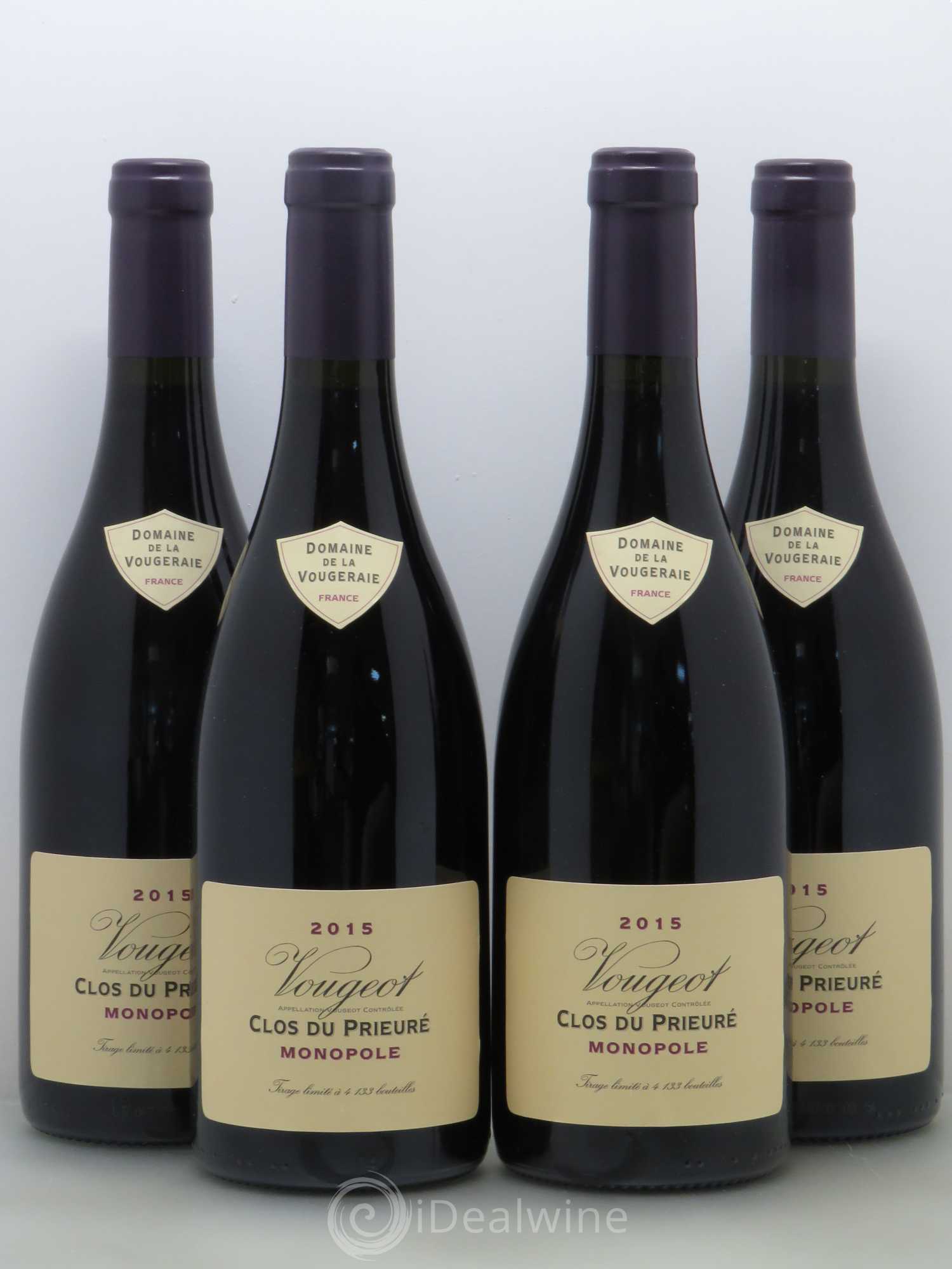Vougeot Le Clos du prieuré Domaine De La Vougeraie 2015 - Posten von 4 Flaschen - 0