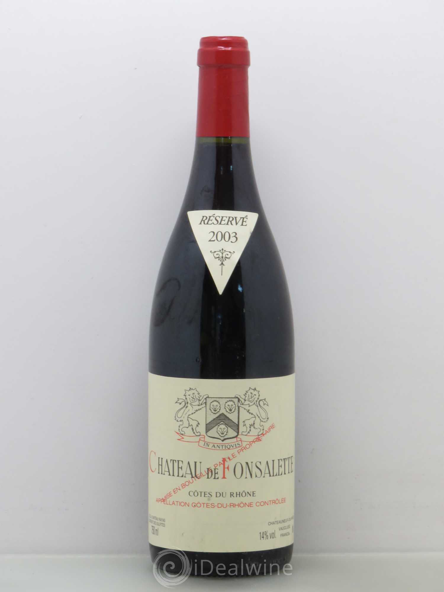 Côtes-du-Rhône Château de Fonsalette Emmanuel Reynaud 2003 - Lot de 1 bouteille - 0