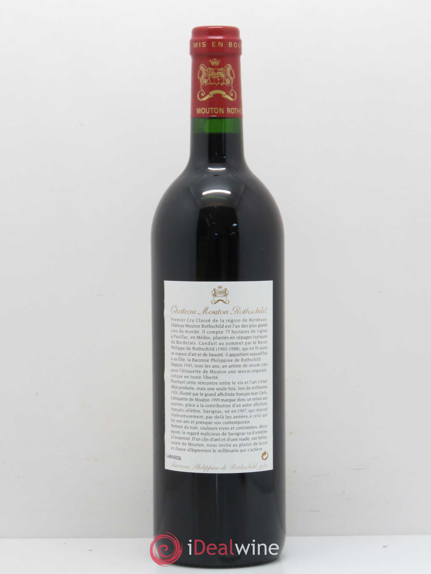 Château Mouton Rothschild 1er Grand Cru Classé 1999 - Lot de 1 bouteille - 1