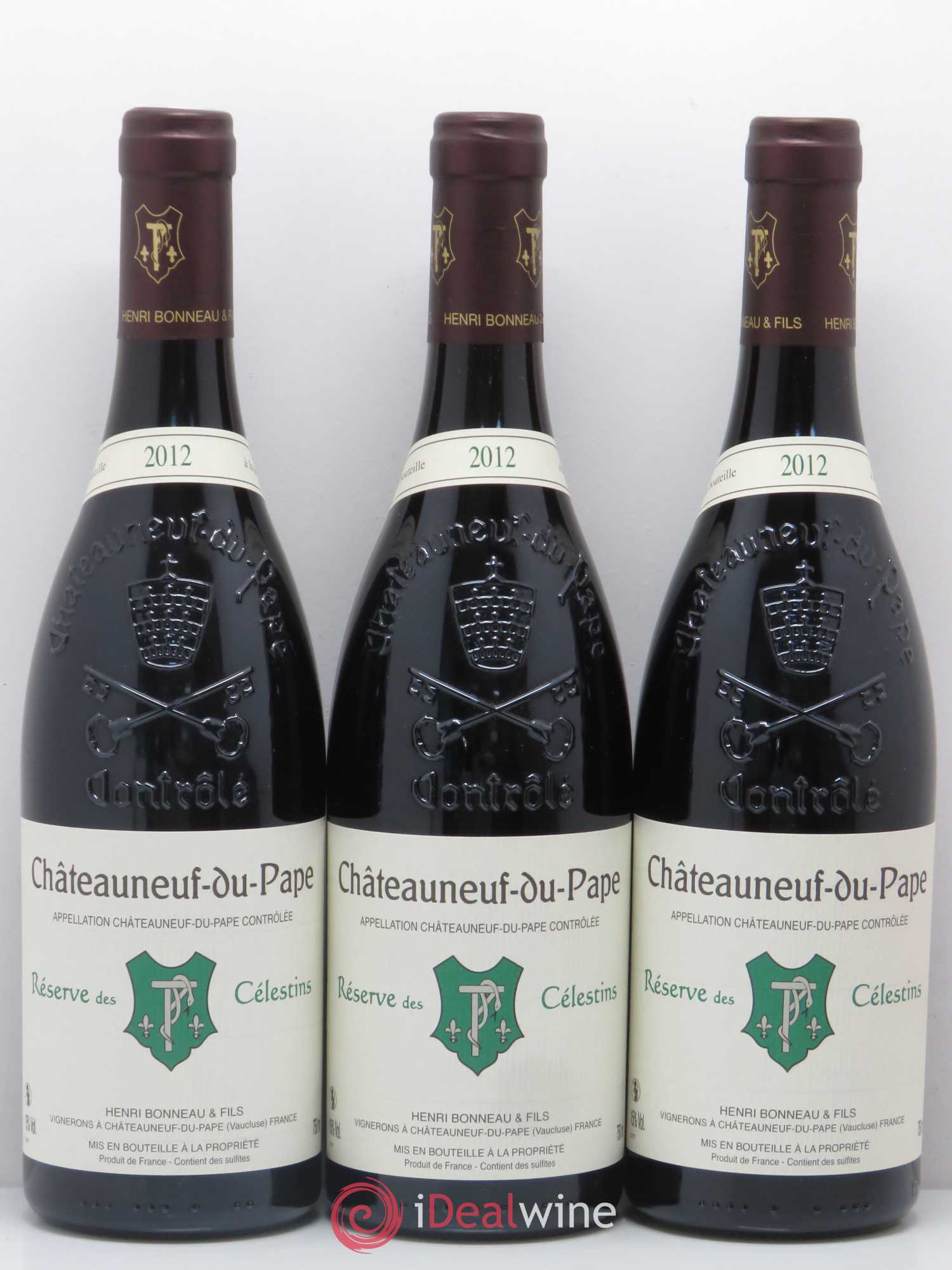 Châteauneuf-du-Pape Réserve des Célestins Henri Bonneau & Fils 2012 - Lot de 3 bouteilles - 0
