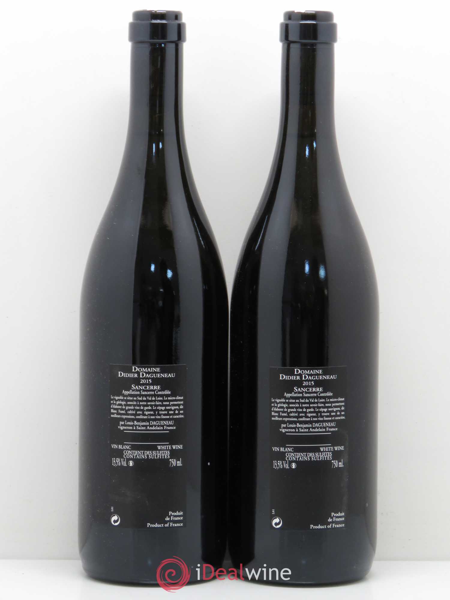 Sancerre Le Mont Damné Chavignol Dagueneau (Domaine Didier - Louis-Benjamin) 2015 - Lot de 2 bouteilles - 1