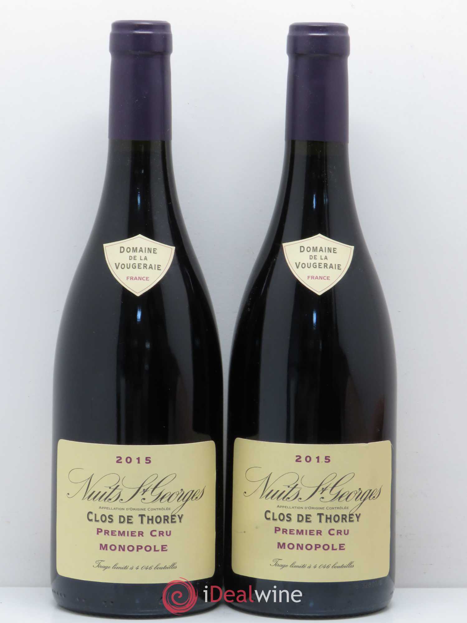 Nuits-Saint-Georges 1er Cru Clos de Thorey Monopole La Vougeraie 2015 - Posten von 2 Flaschen - 0