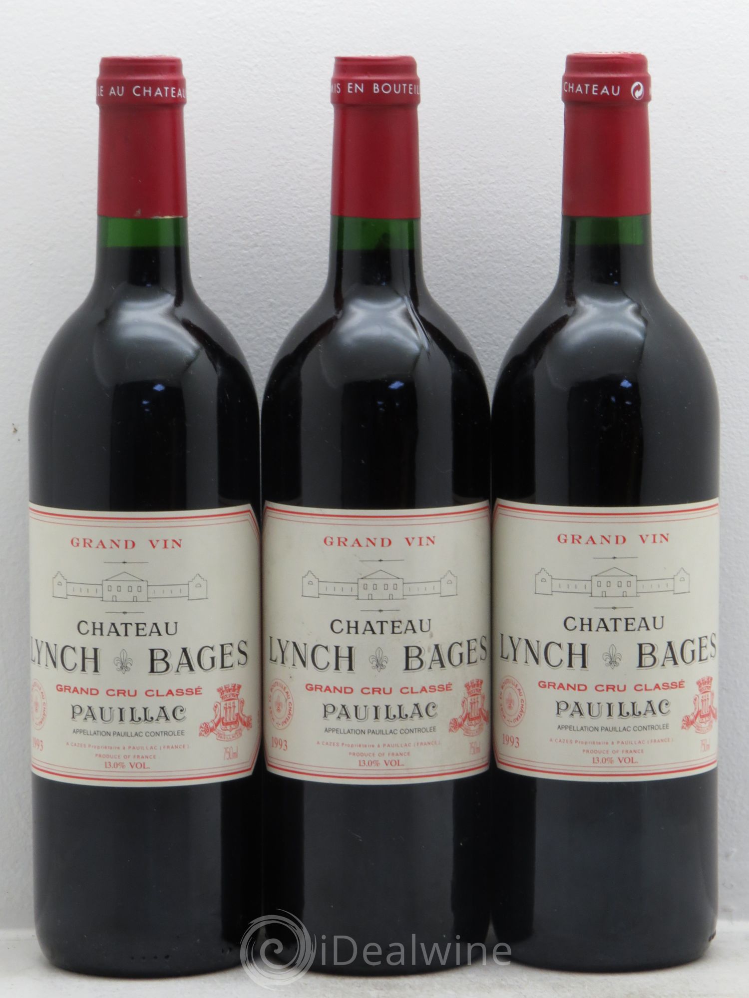 Château Lynch Bages 5ème Grand Cru Classé 1993 - Lot de 3 bouteilles - 0