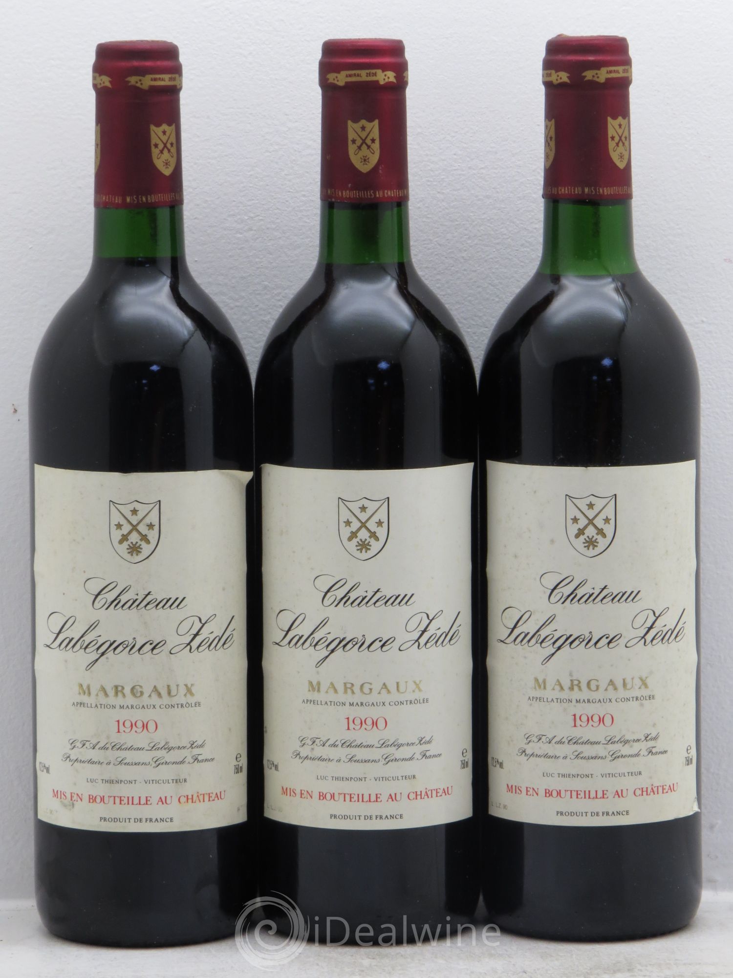 Château Labegorce Zédé Cru Bourgeois 1990 - Lot de 3 bouteilles - 0