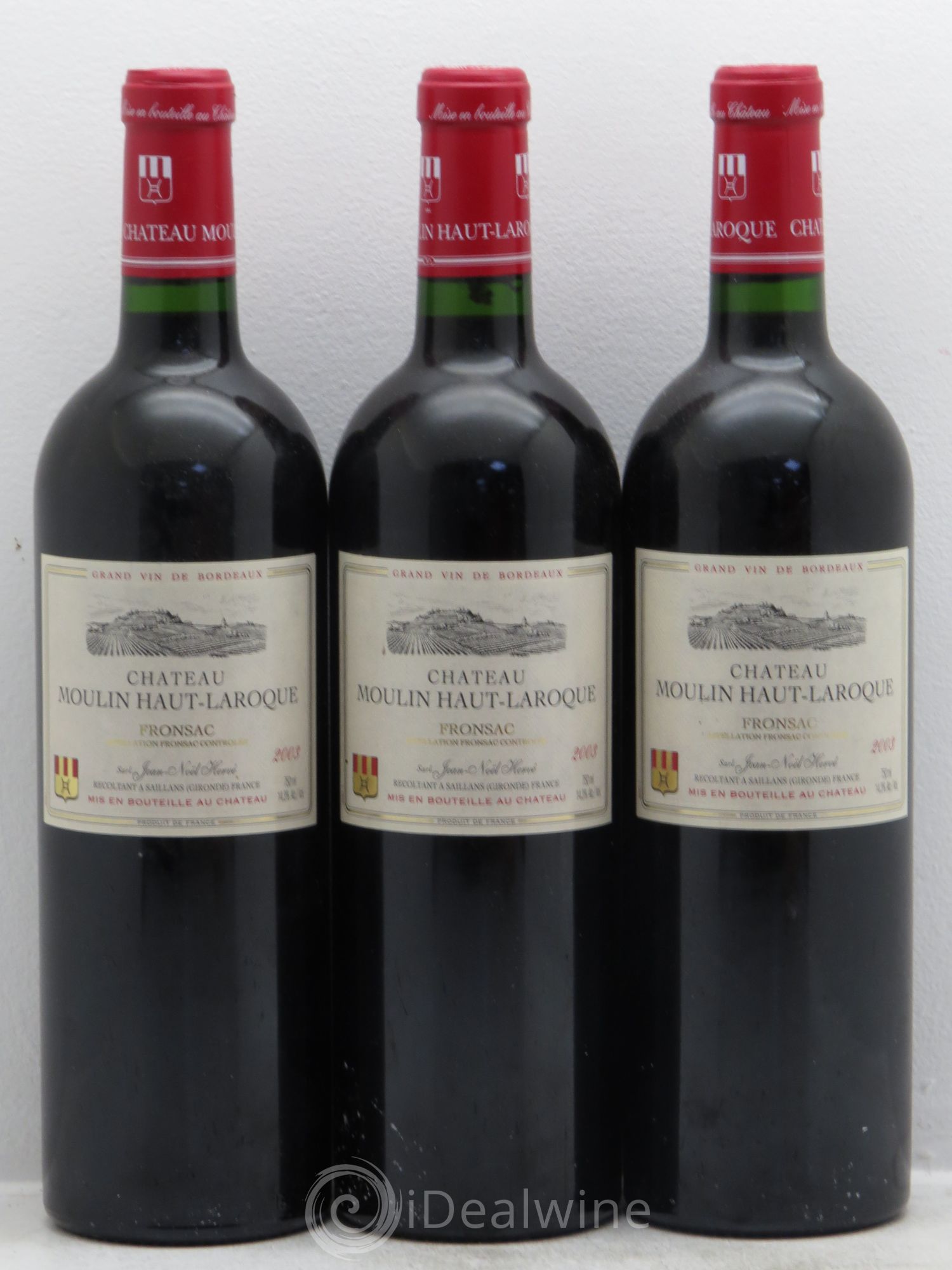 Fronsac Château Moulin Haut Laroque 2003 - Posten von 3 Flaschen - 0