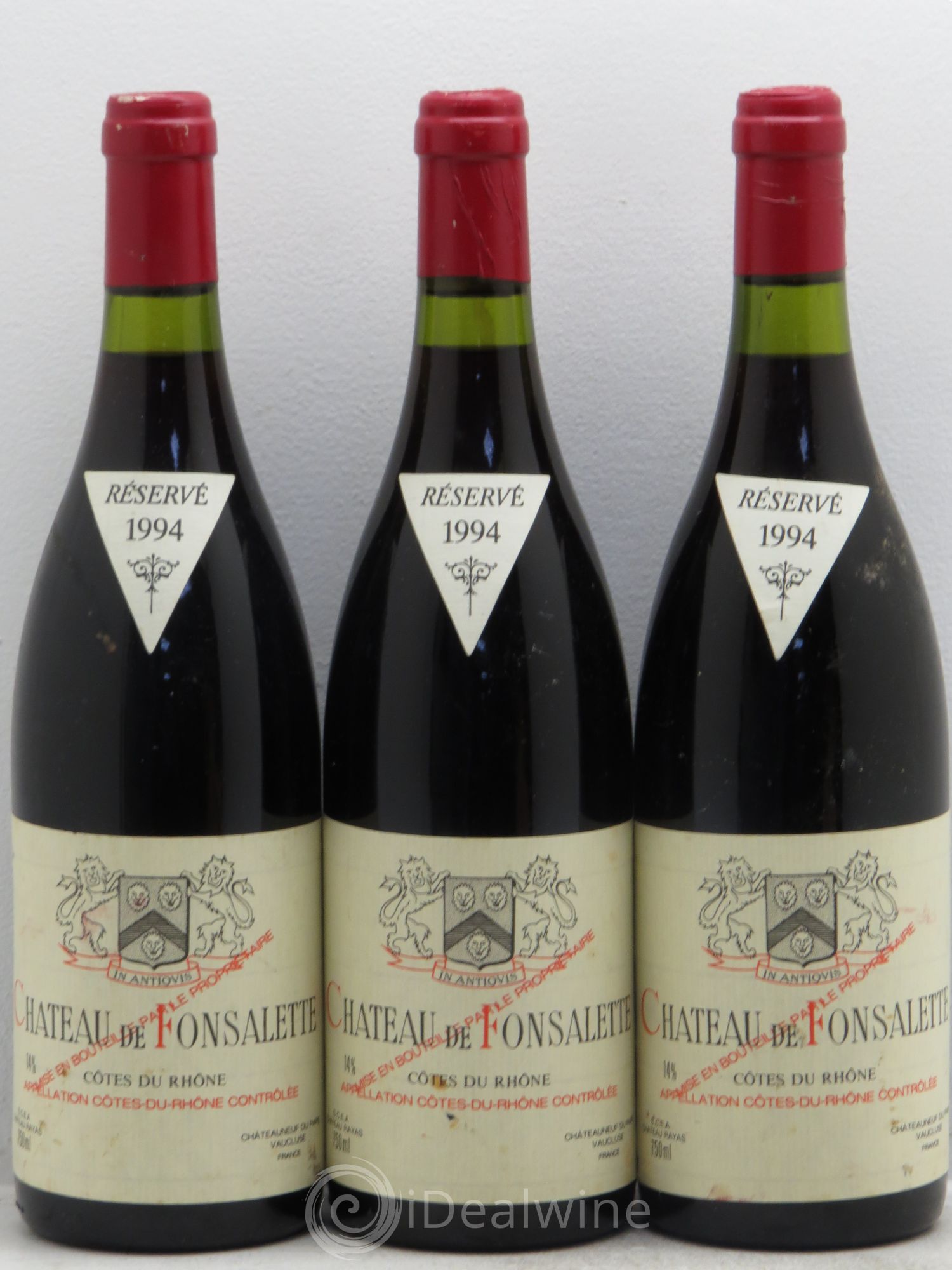 Côtes-du-Rhône Château de Fonsalette Emmanuel Reynaud 1994 - Lot de 3 bouteilles - 0