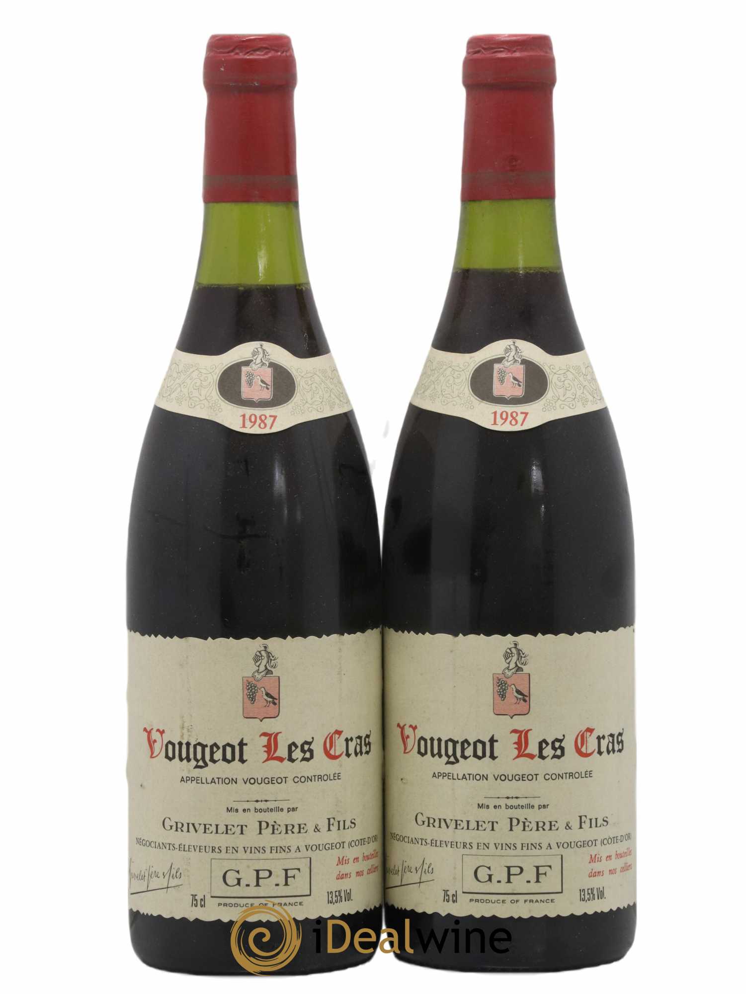 Vougeot 1er Cru Les Cras Maison Grivelet 1987 - Posten von 2 Flaschen - 0