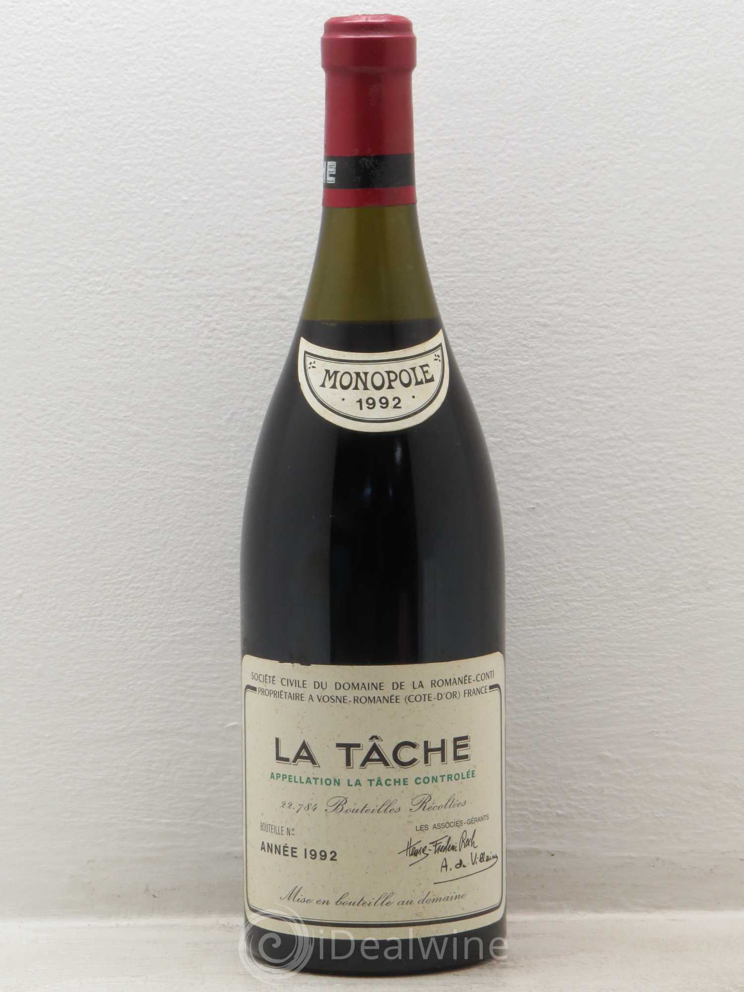 La Tâche Grand Cru Domaine de la Romanée-Conti 1992 - Lot de 1 bouteille - 0
