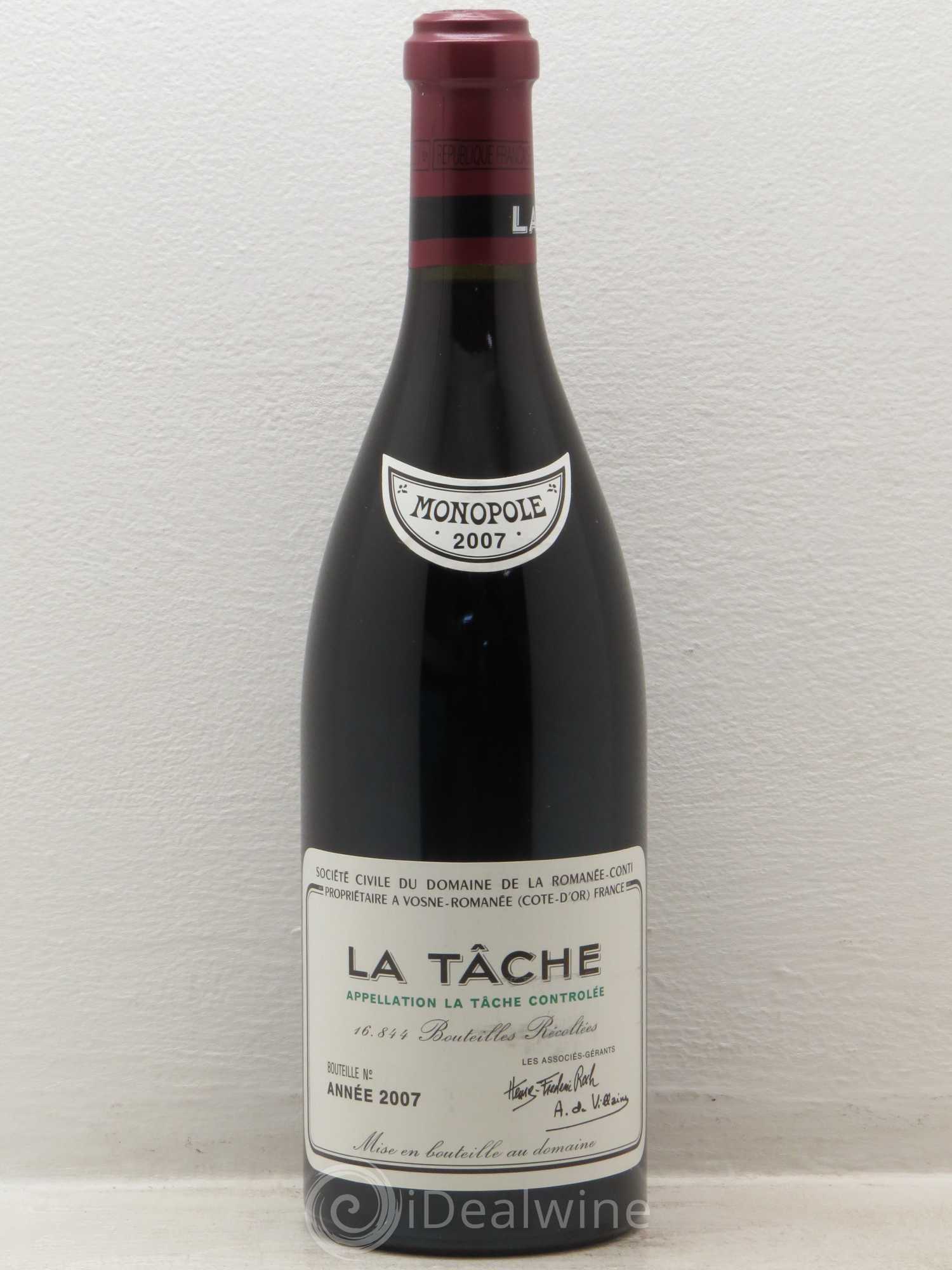 La Tâche Grand Cru Domaine de la Romanée-Conti 2007 - Lot de 1 bouteille - 0