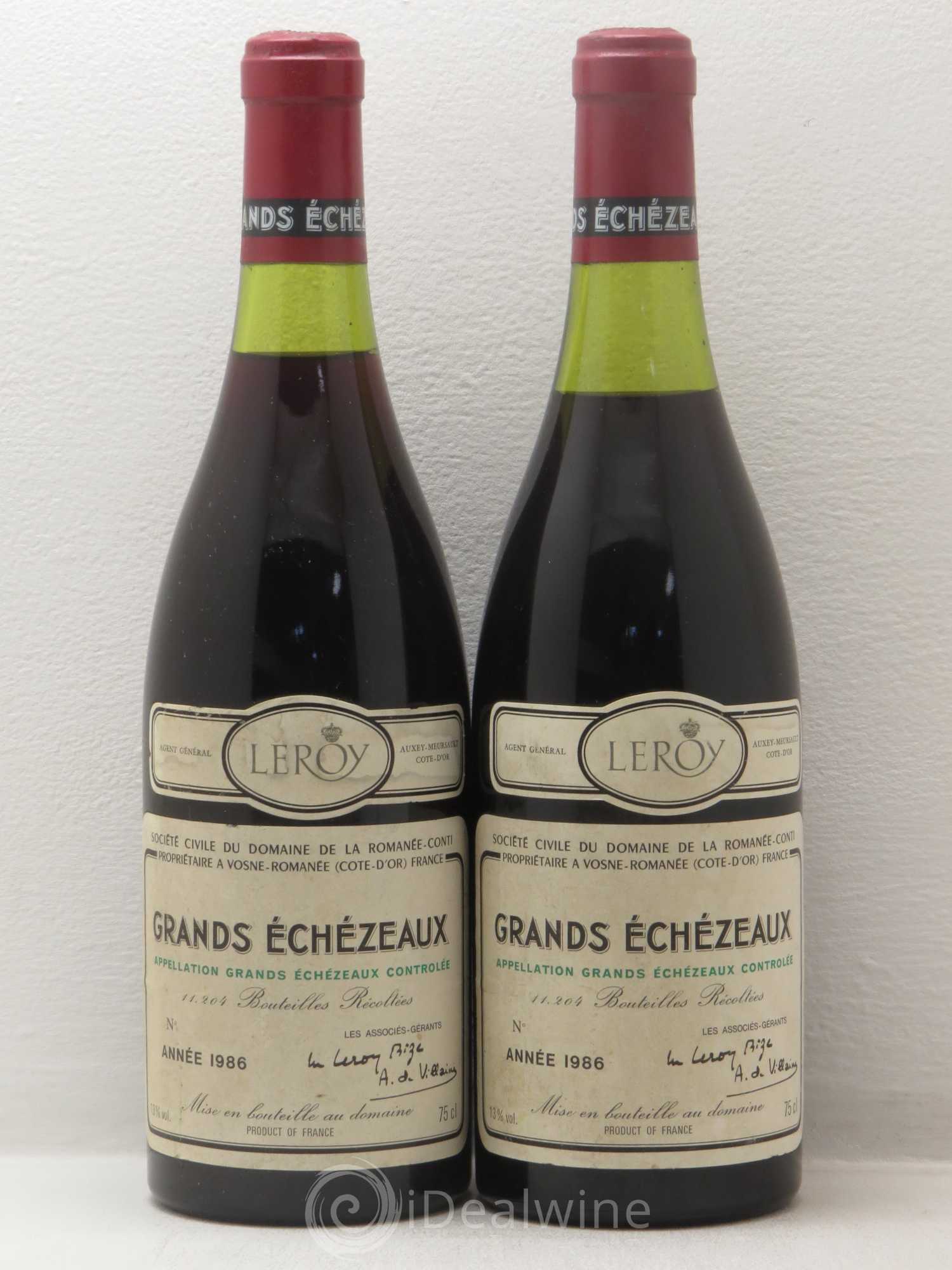 Grands-Echezeaux Grand Cru Domaine de la Romanée-Conti Export Italie 1986 - Lot de 2 bouteilles - 0