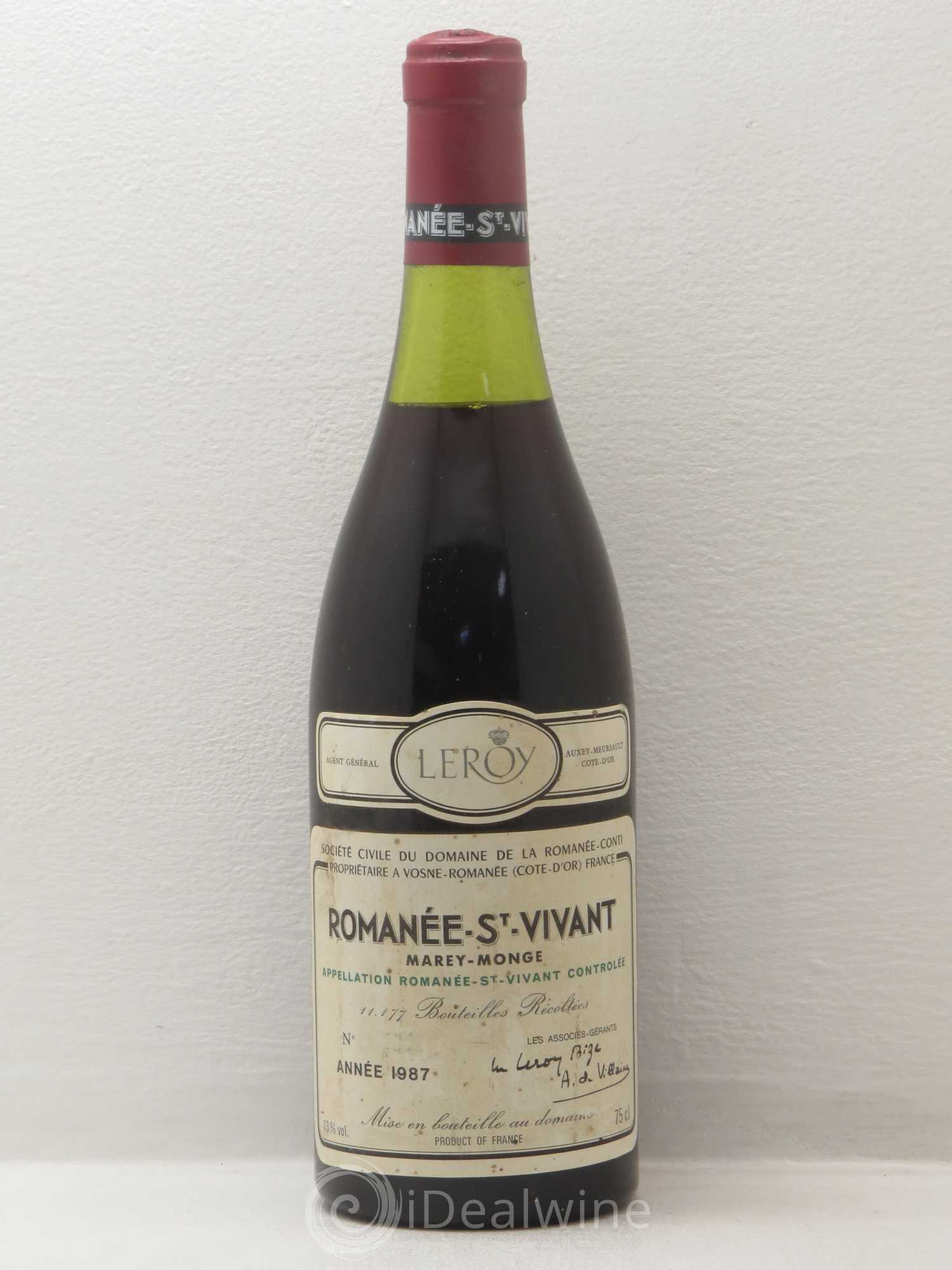 Romanée-Saint-Vivant Grand Cru Domaine de la Romanée-Conti 1987 - Lot de 1 bouteille - 0