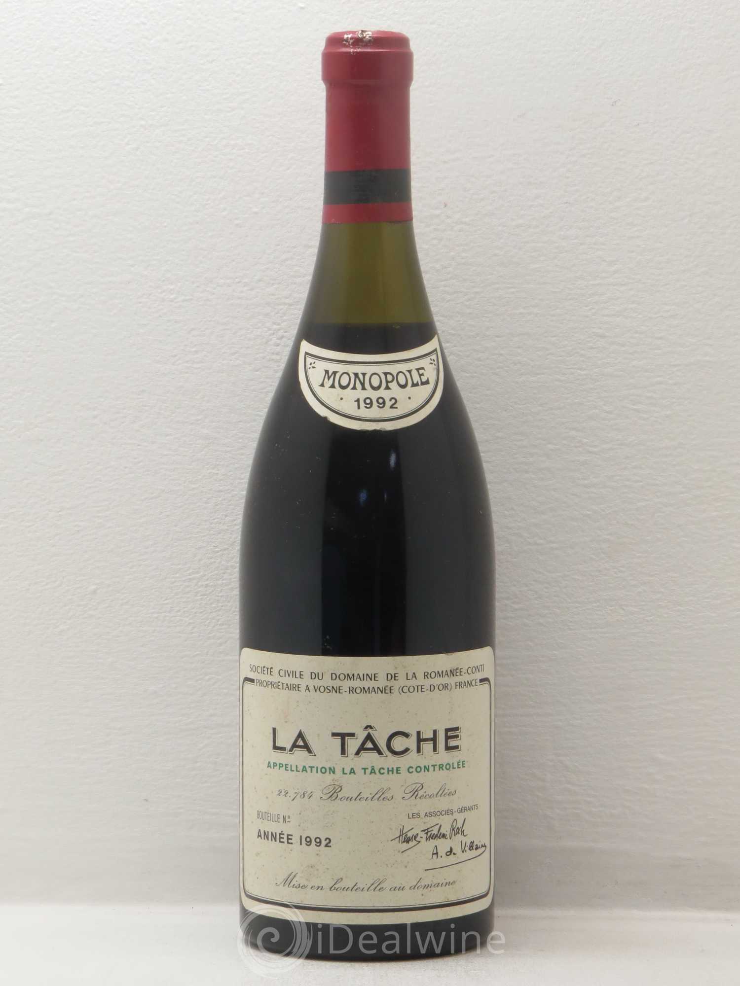 La Tâche Grand Cru Domaine de la Romanée-Conti 1992 - Lot de 1 bouteille - 0