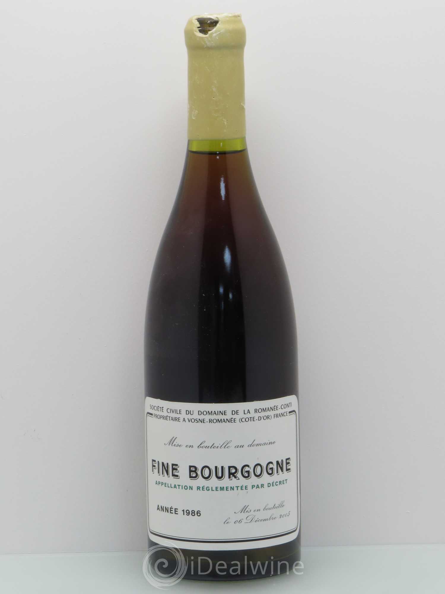 Fine de Bourgogne La Romanée-Conti (45,4°) Embouteillée en 2005 1986 - Posten von 1 Flasche - 0