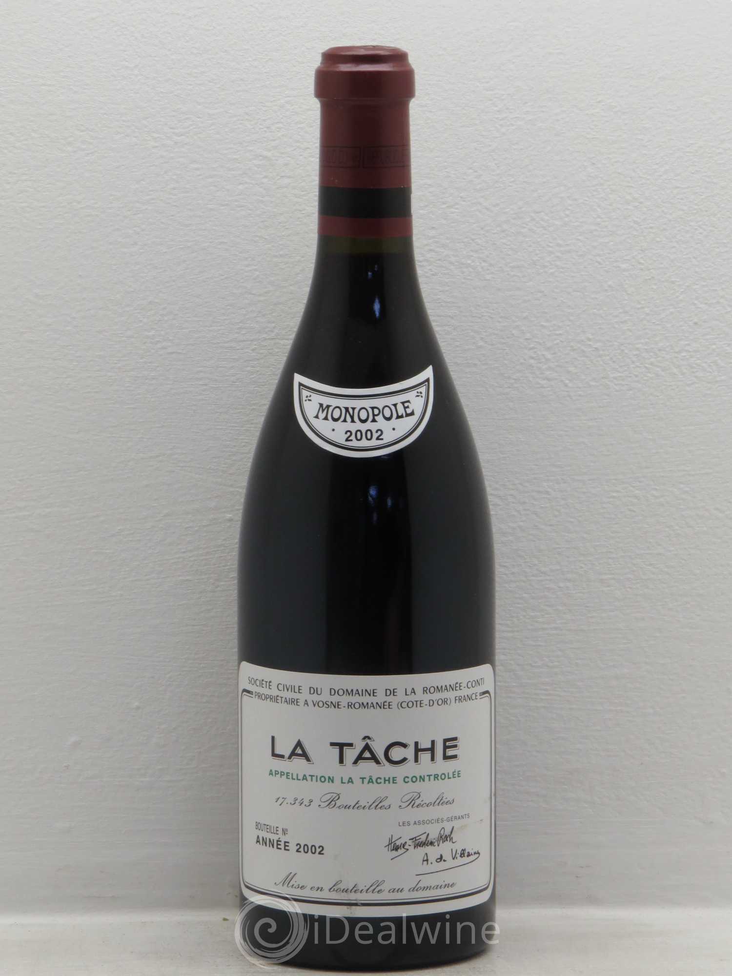 La Tâche Grand Cru Domaine de la Romanée-Conti 2002 - Lot de 1 bouteille - 0