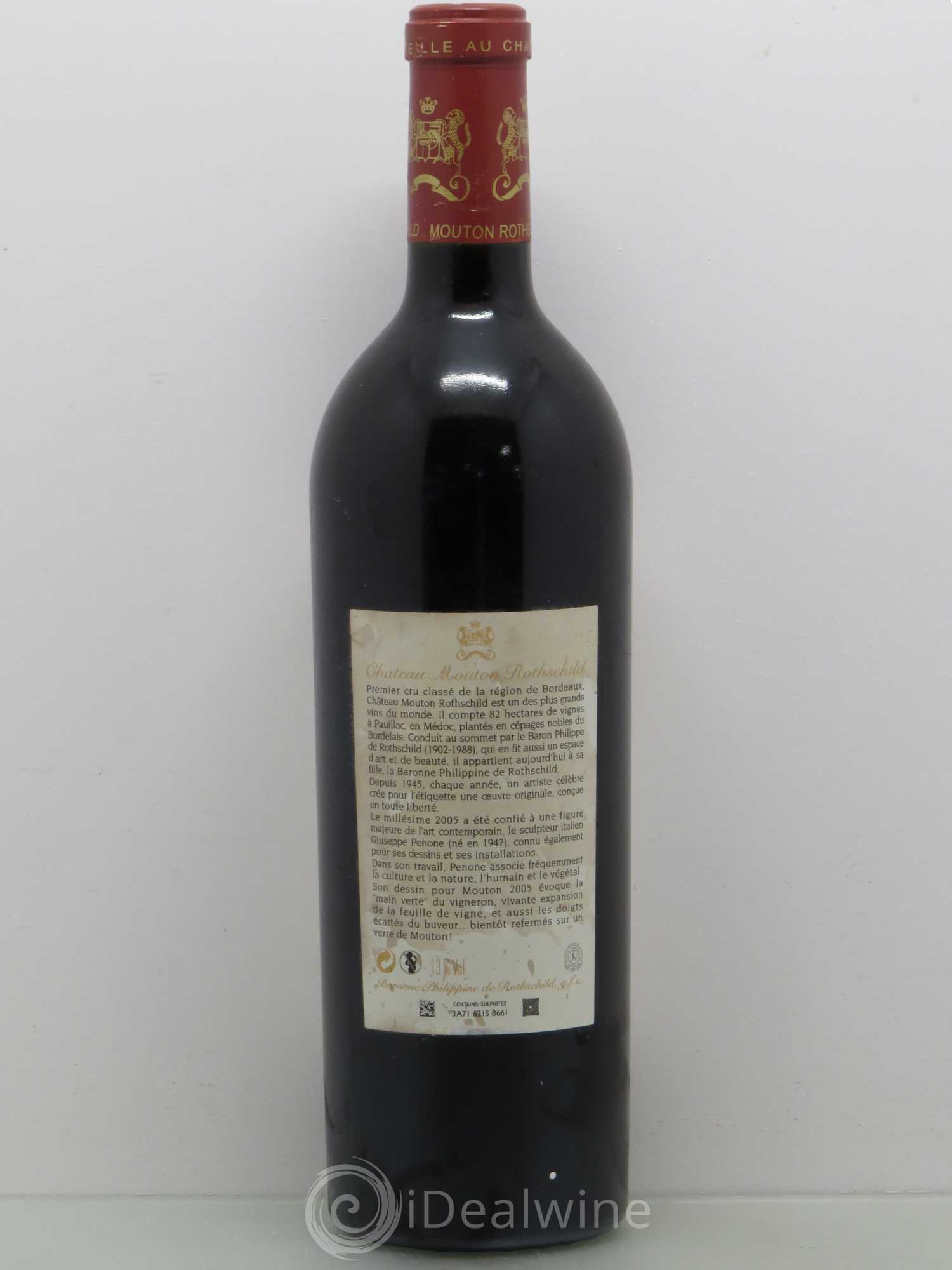 Château Mouton Rothschild 1er Grand Cru Classé 2005 - Lot de 1 bouteille - 1