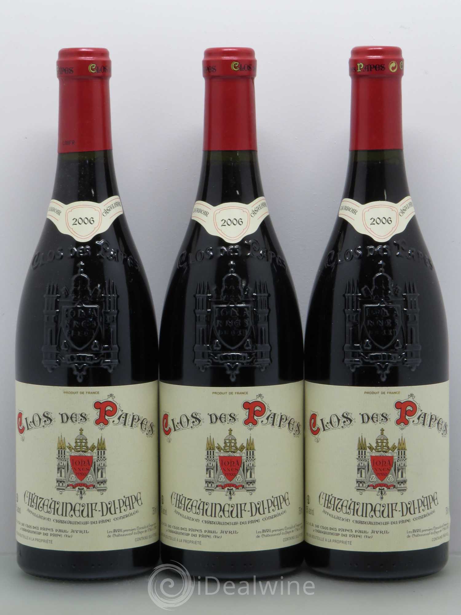 Châteauneuf-du-Pape Clos des Papes - Paul Avril 2006 - Lot de 3 bouteilles - 0
