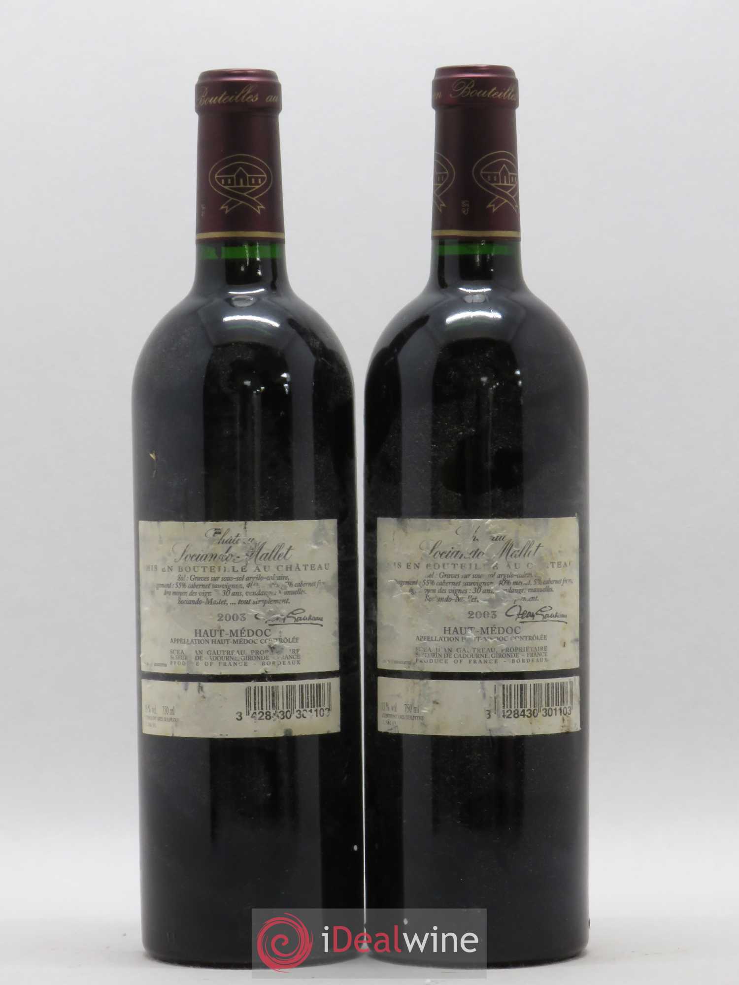 Château Sociando Mallet 2003 - Lot de 2 bouteilles - 1