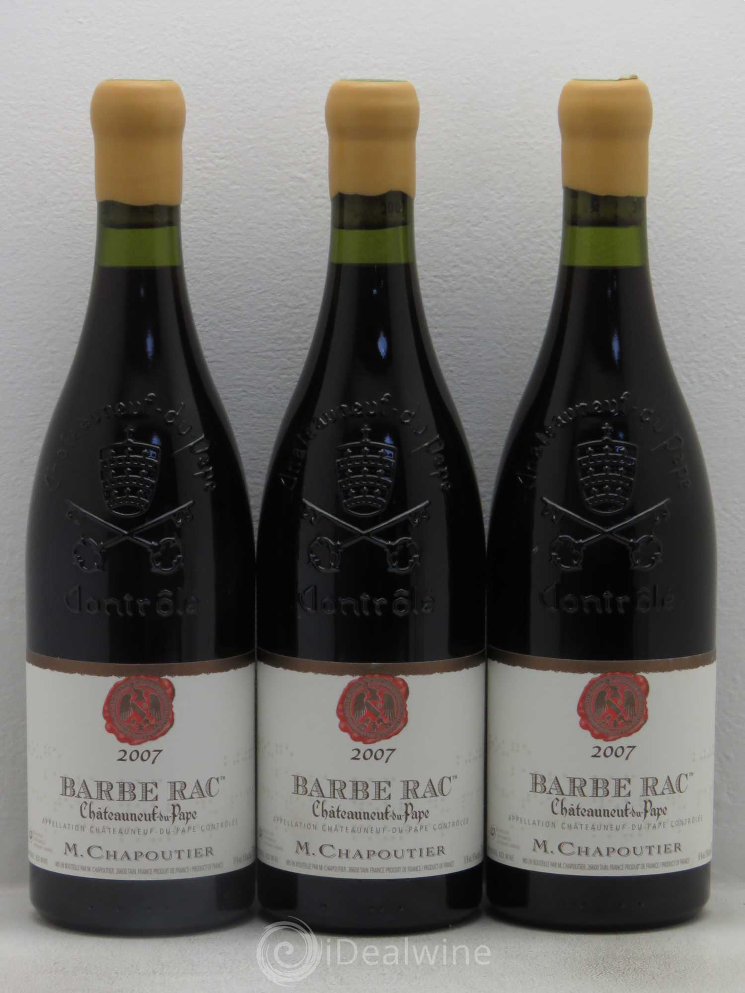 Châteauneuf-du-Pape Barbe Rac Chapoutier 2007 - Lot de 3 bouteilles - 0