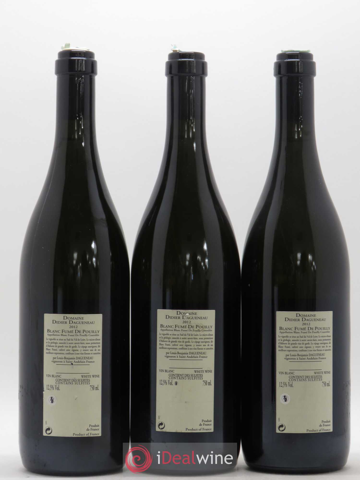 Pouilly-Fumé Blanc Fumé de Pouilly Dagueneau (Domaine Didier - Louis-Benjamin) 2012 - Lot de 3 bouteilles - 1