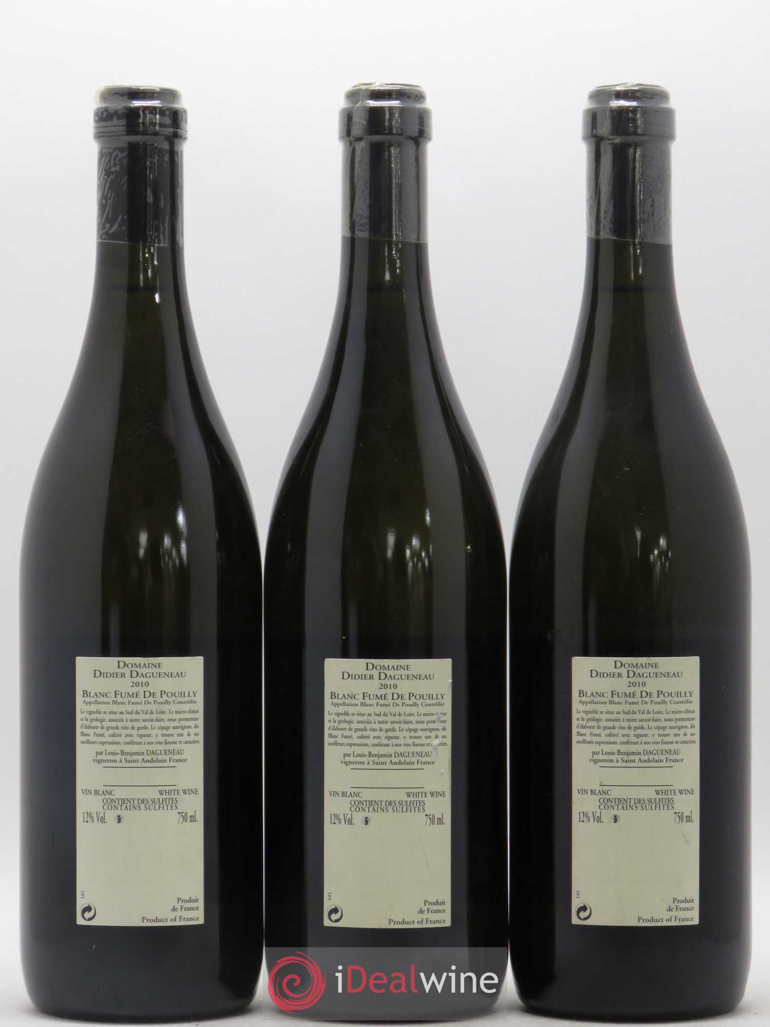 Pouilly-Fumé Blanc Fumé de Pouilly Dagueneau (Domaine Didier - Louis-Benjamin) 2010 - Lot de 3 bouteilles - 1