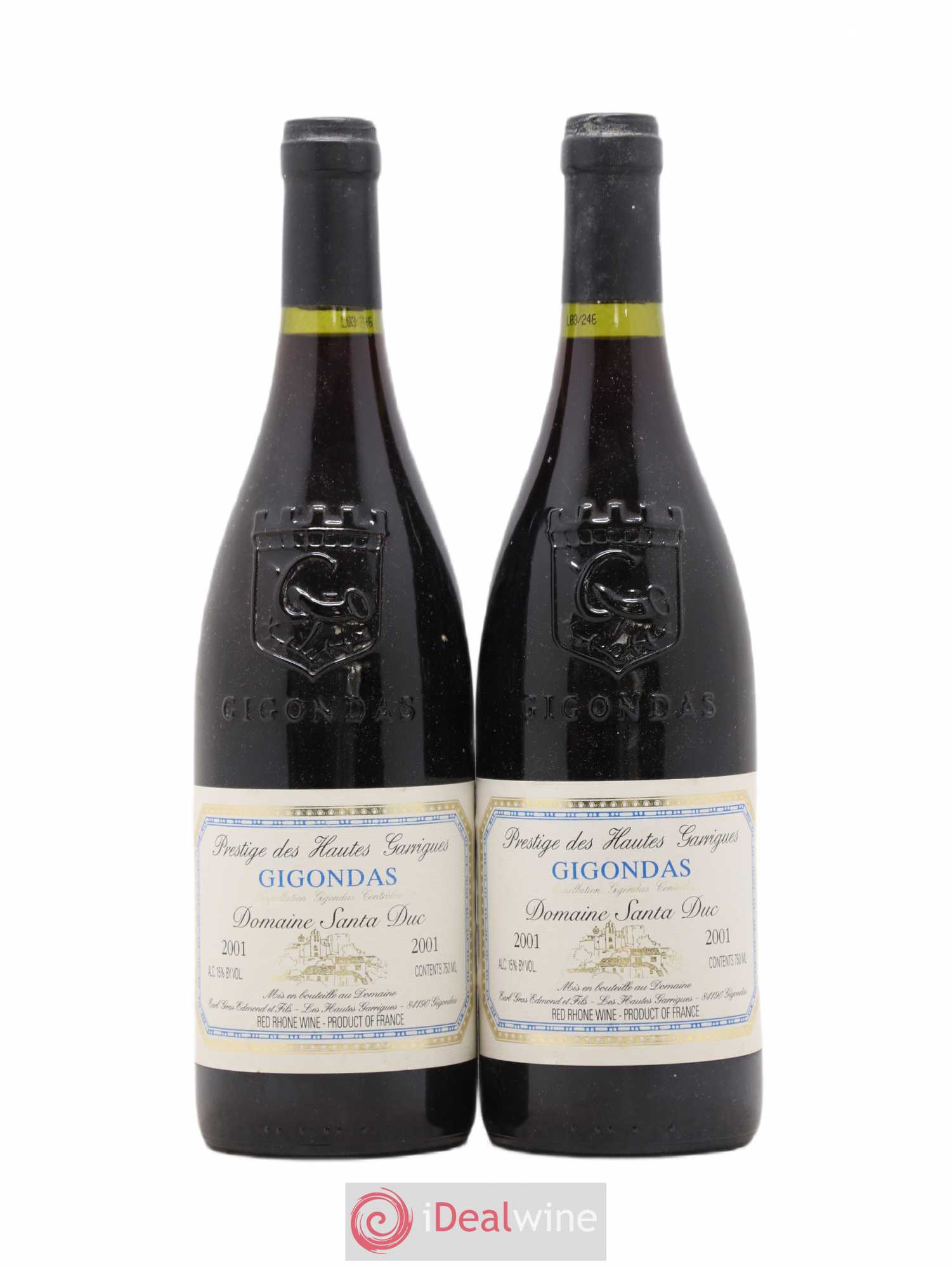 Gigondas Santa Duc (Domaine) Hautes Garrigues Famille Gras 2001 - Lot de 2 bouteilles - 0