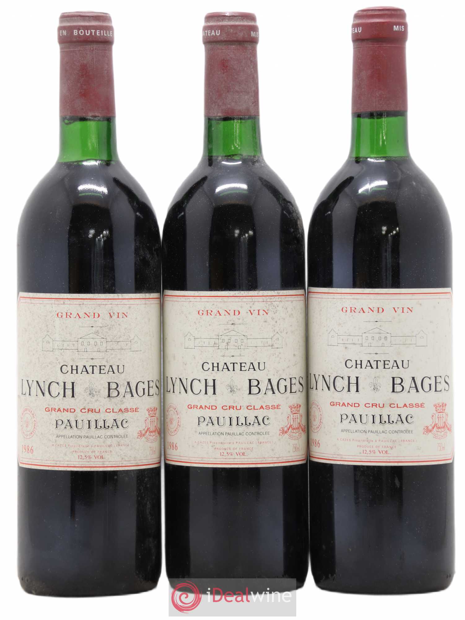 Château Lynch Bages 5ème Grand Cru Classé 1986 - Lot de 3 bouteilles - 0